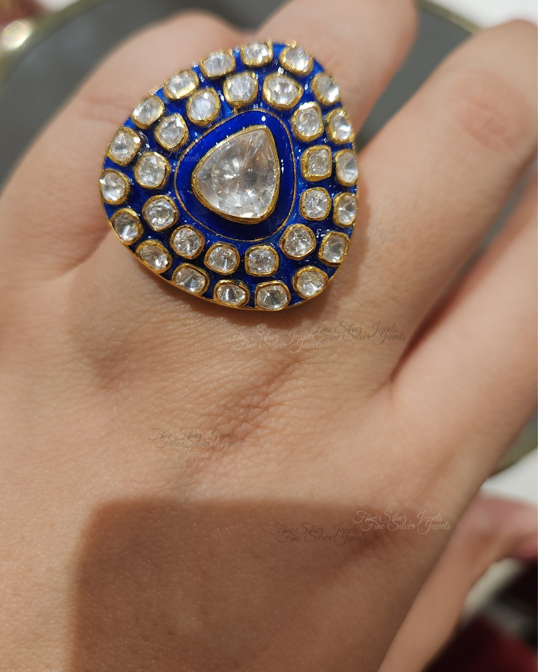 925 Silver Amiya Polki Ring