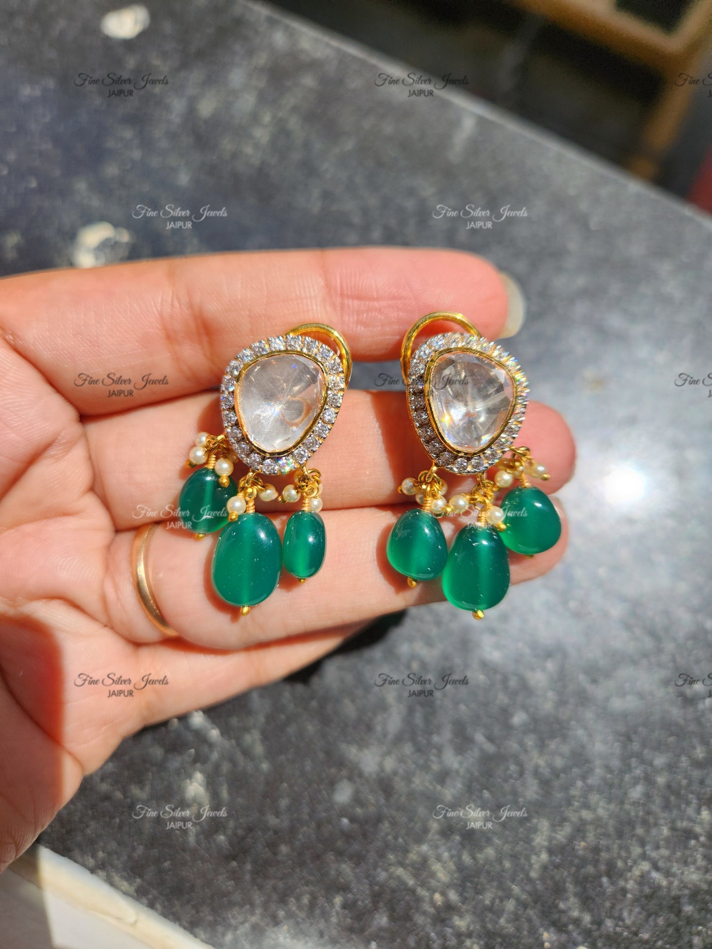 925 Silver Naaz Polki Earrings