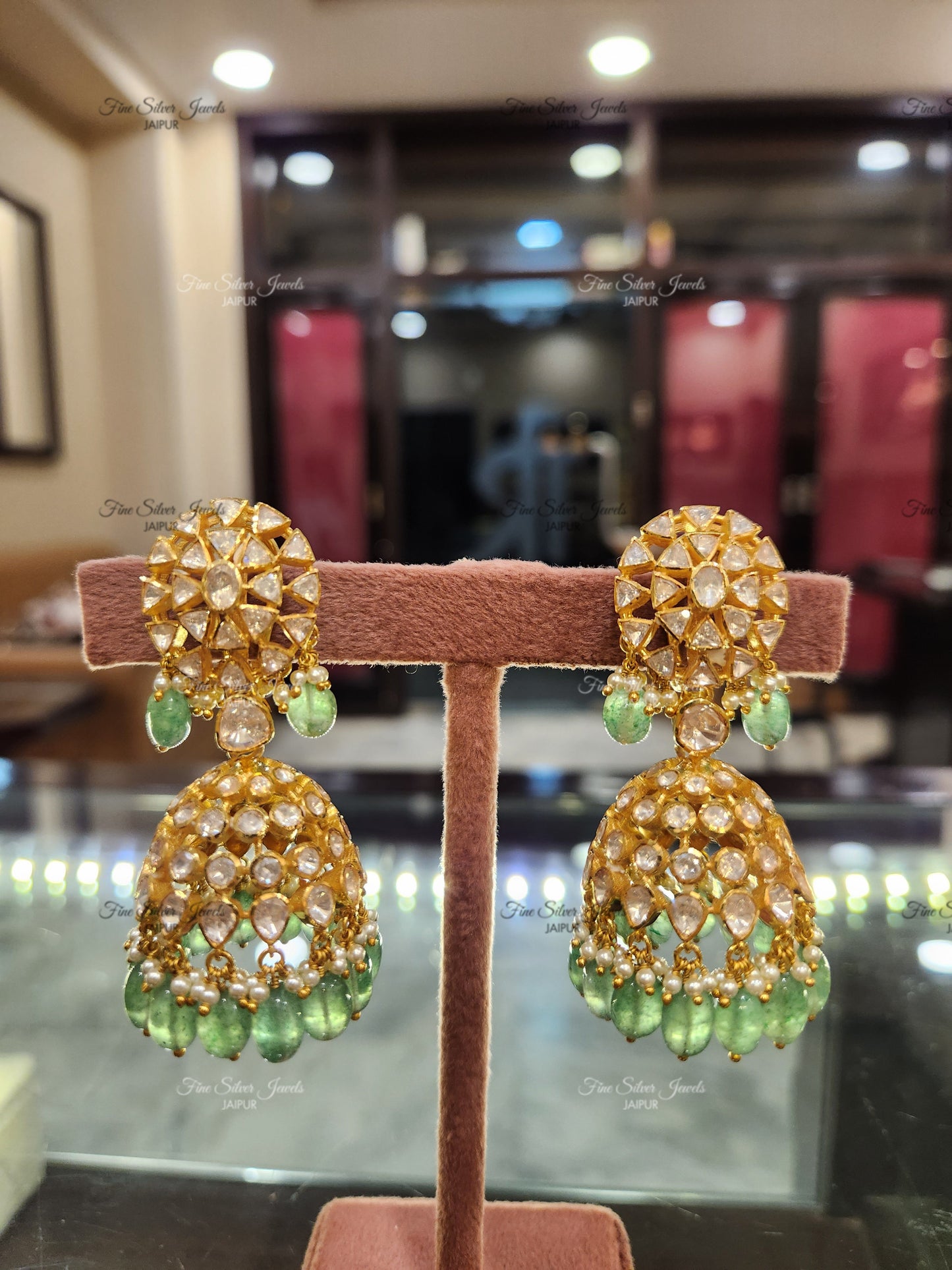 925 Silver Paro Polki Jhumka