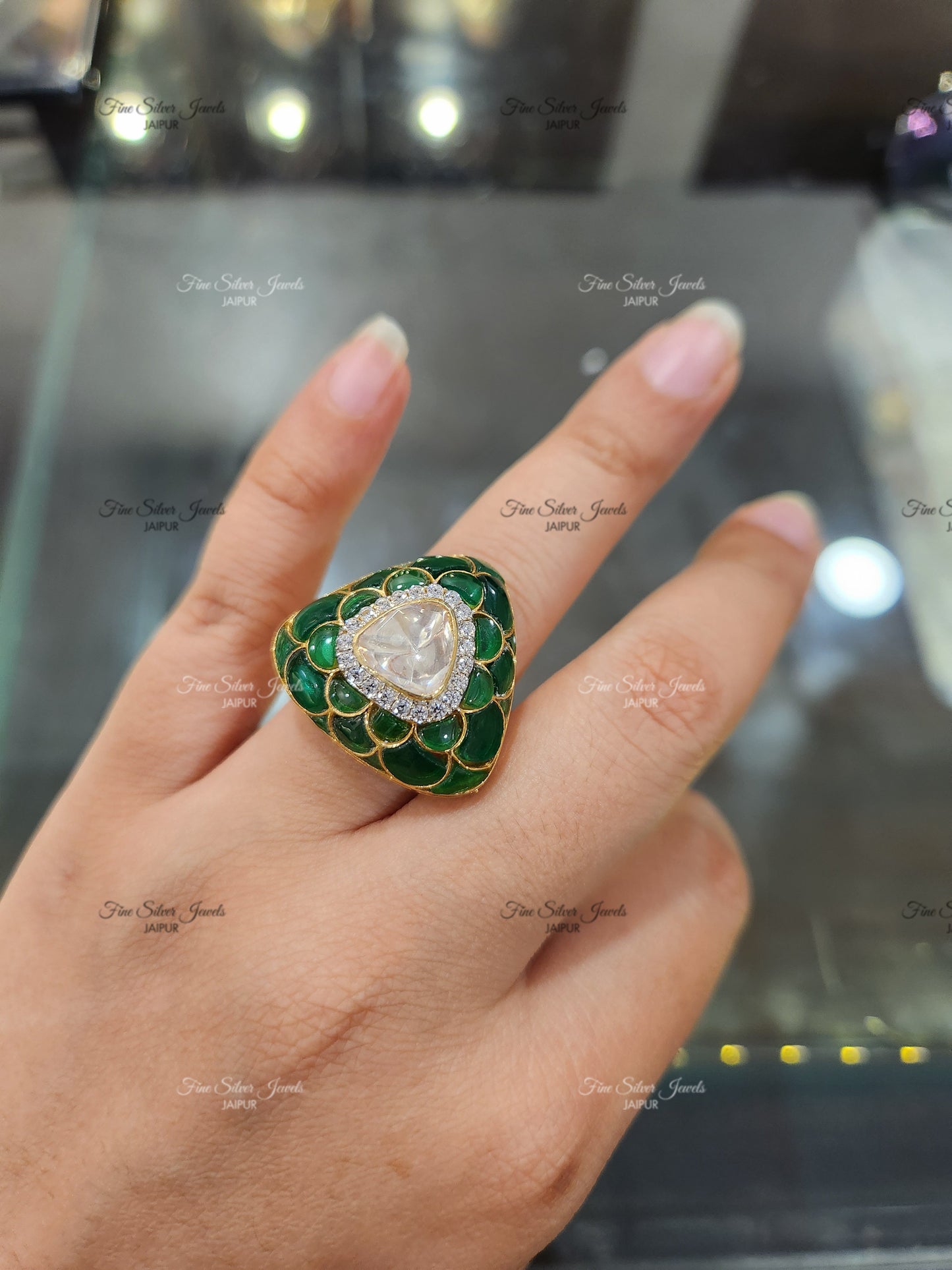925 Silver Sparsh Polki Ring
