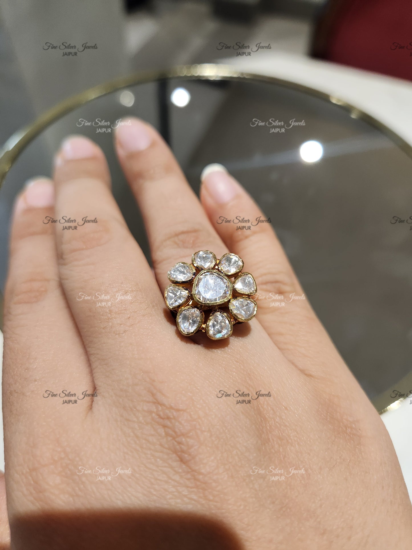 925 Time-less Silver Polki Ring