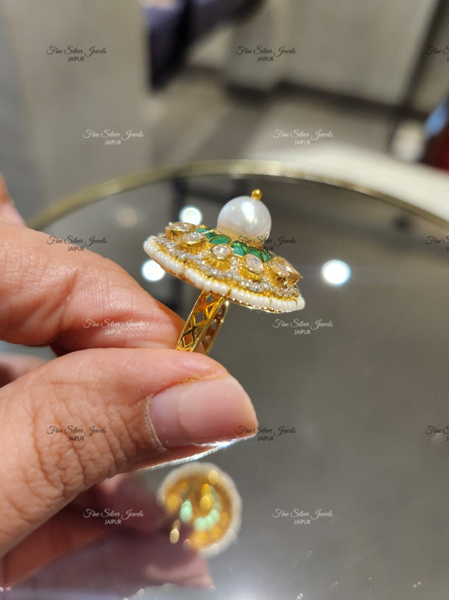 925 Silver Mehar Pearl Ring