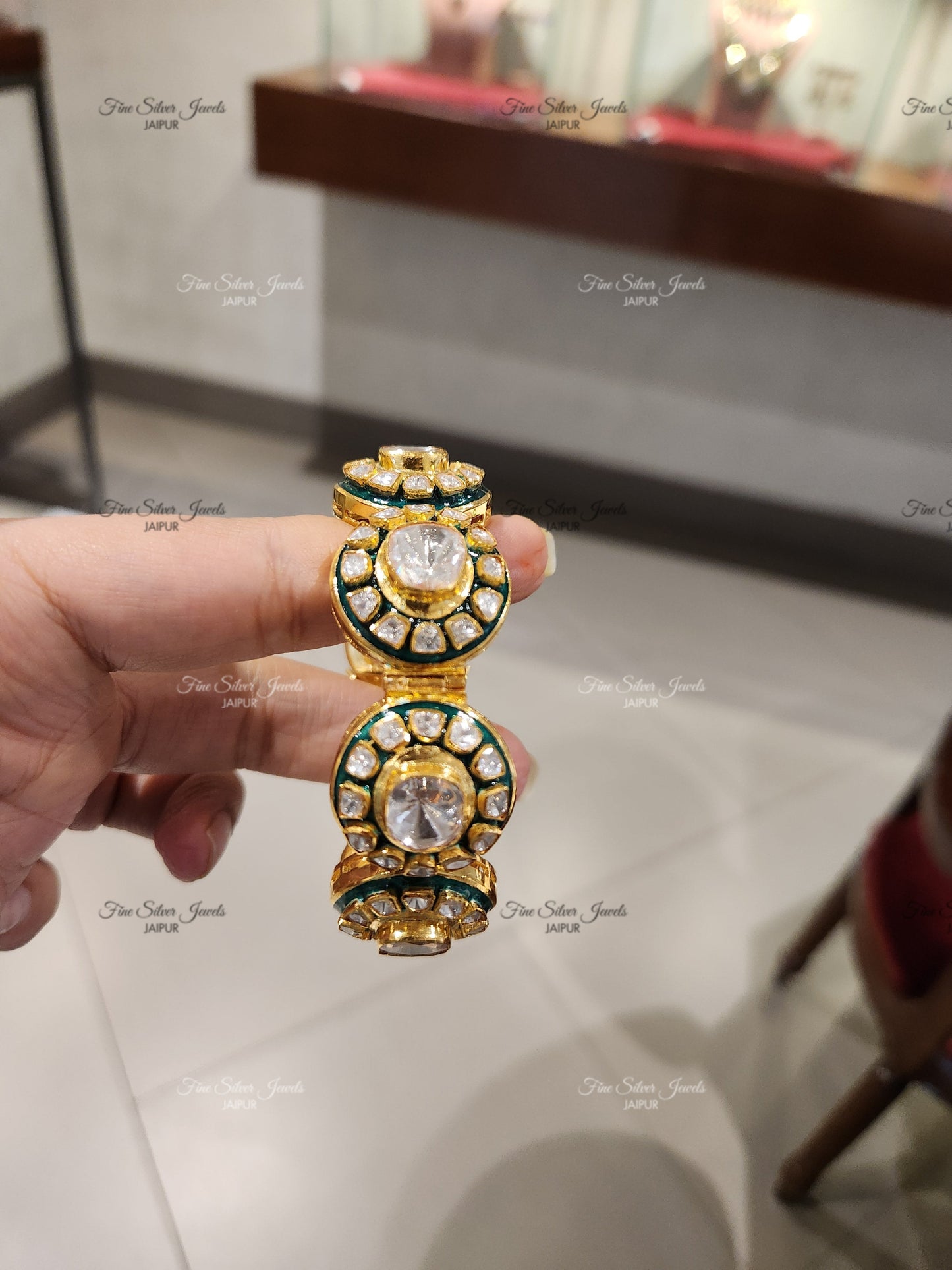 925 Silver Swara Polki Bangle