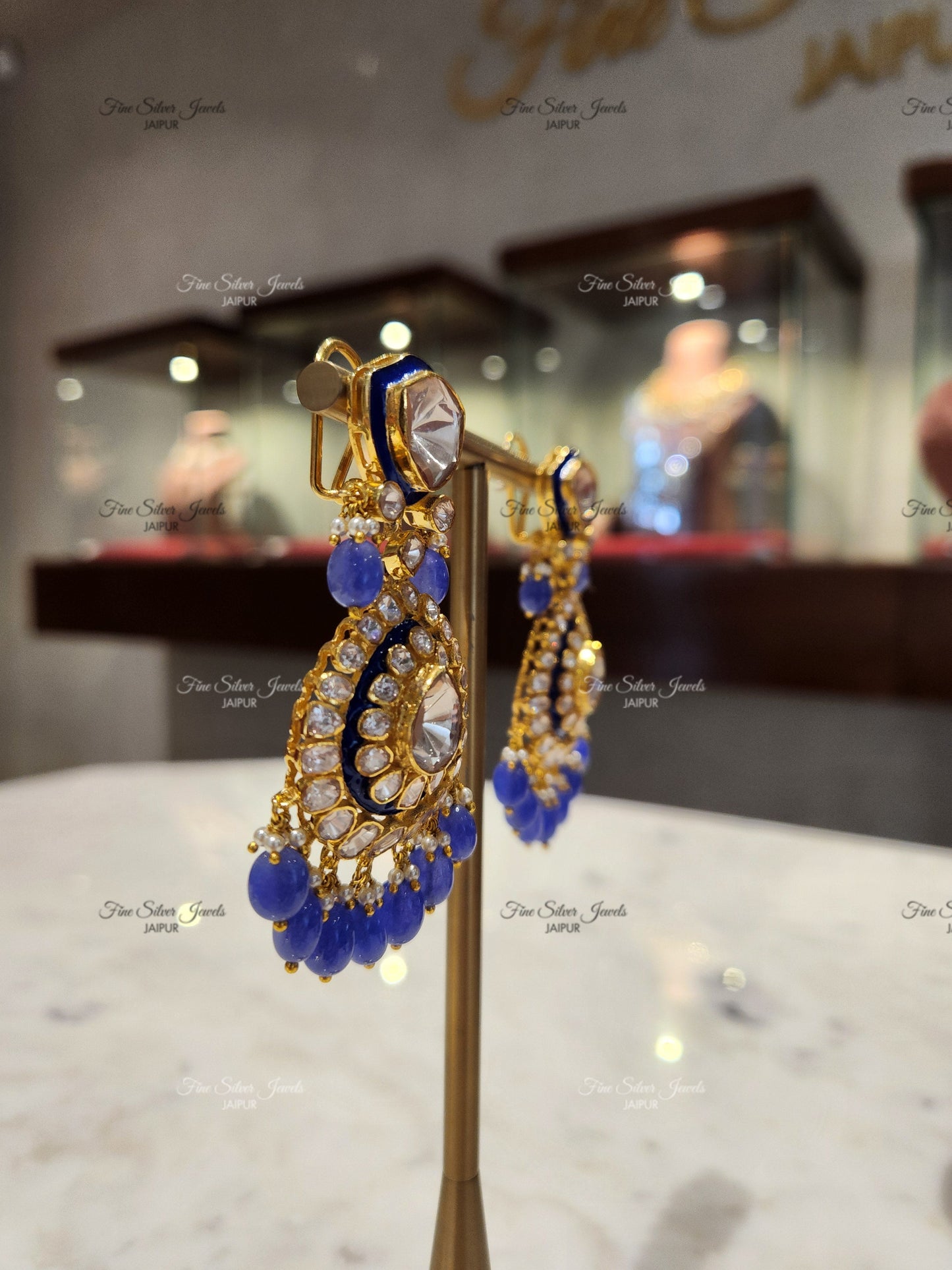 925 Silver Raha Bridal Polki Earrings