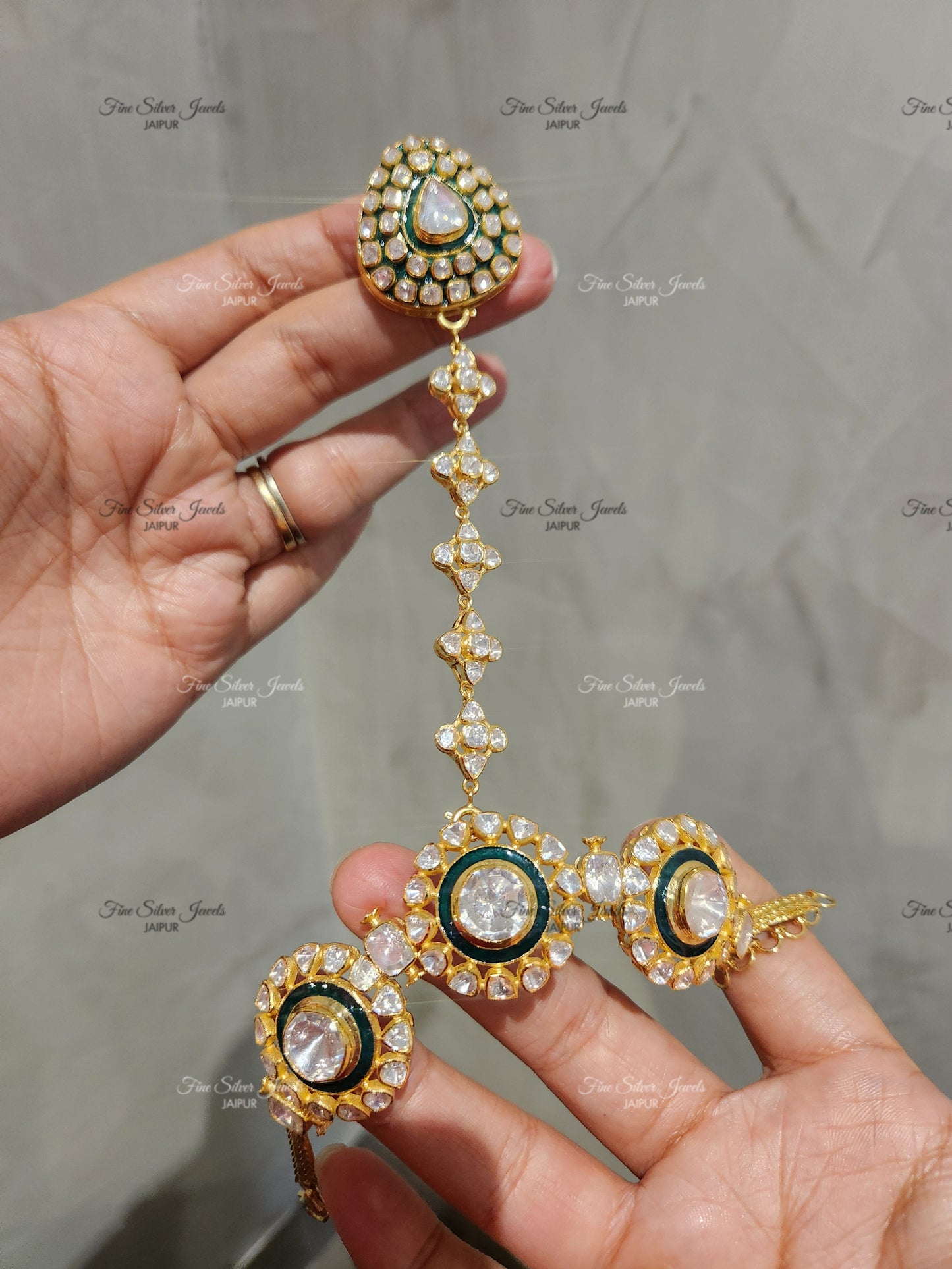 925 Silver Gauri Polki Hathphool