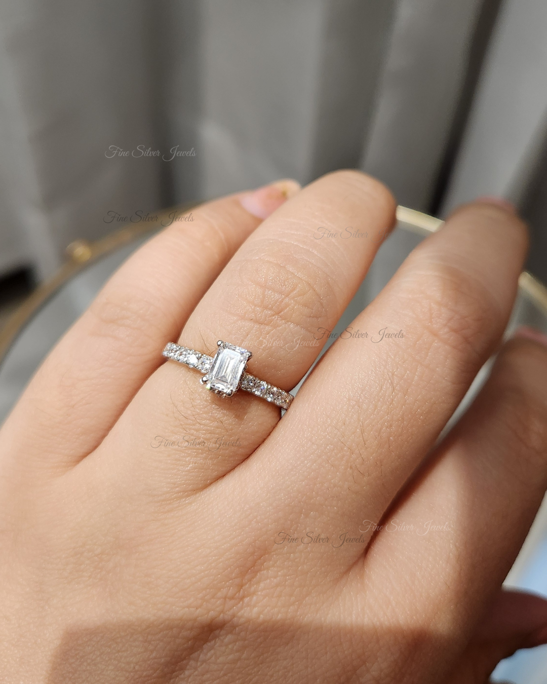 925 Silver Emma Emerald Cut Ring