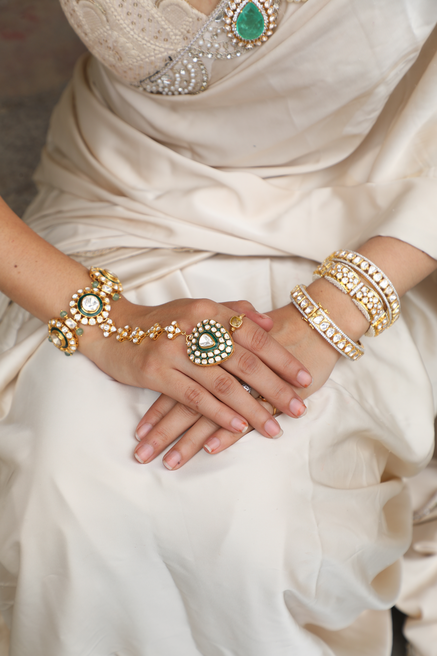 925 Silver Gauri Polki Hathphool