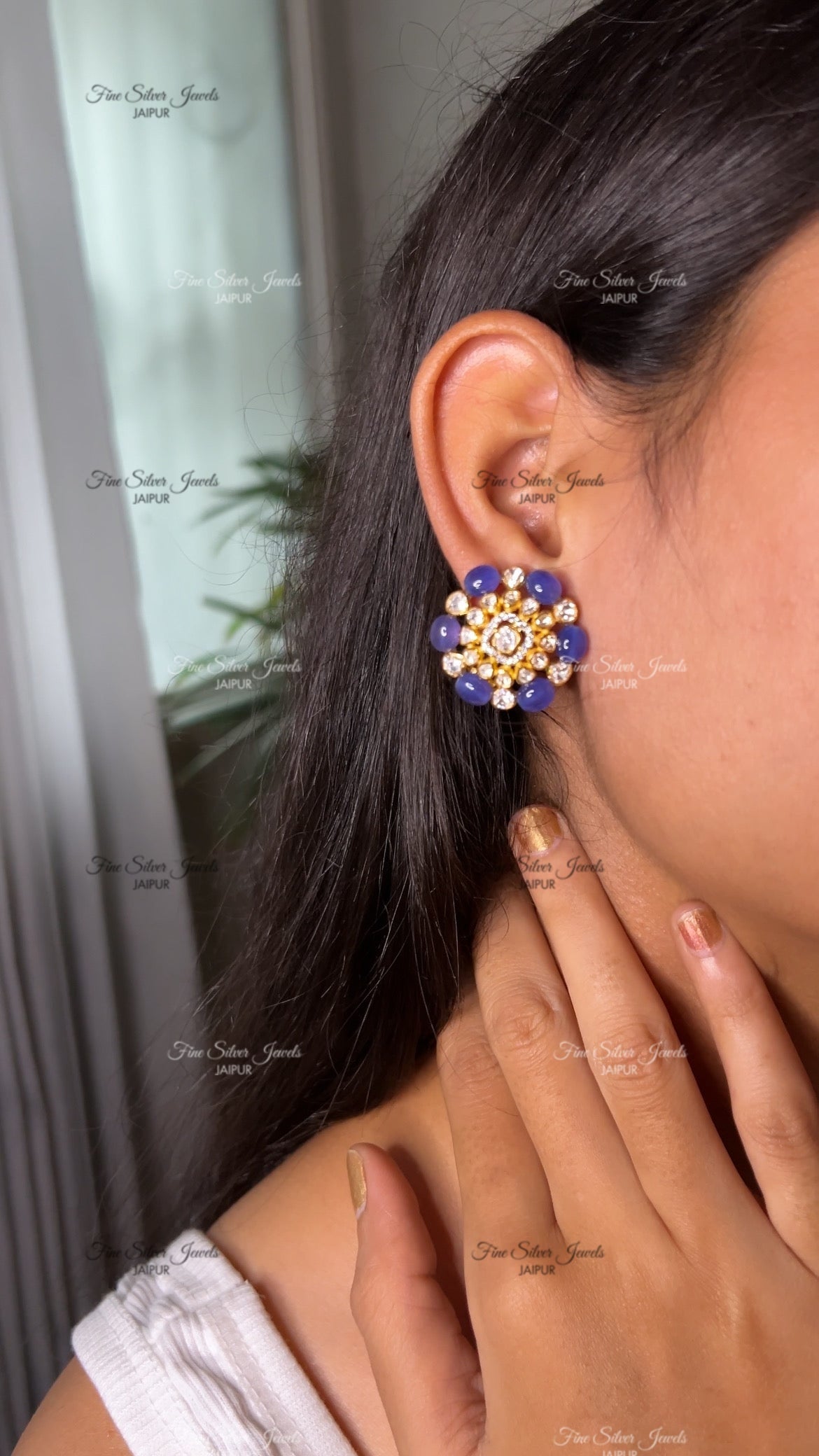 925 Silver Royal Sapphire Earring