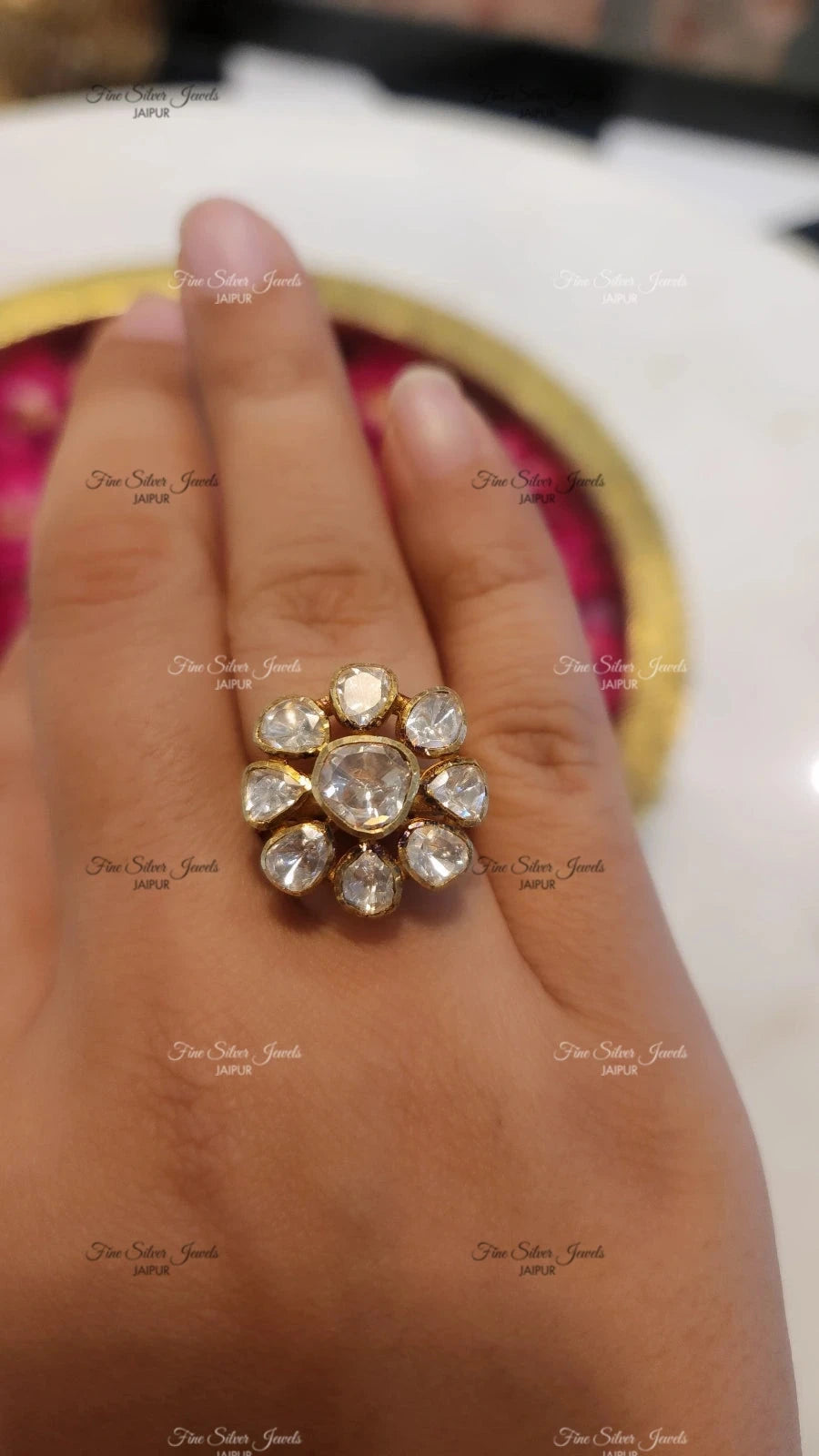 925 Time-less Silver Polki Ring