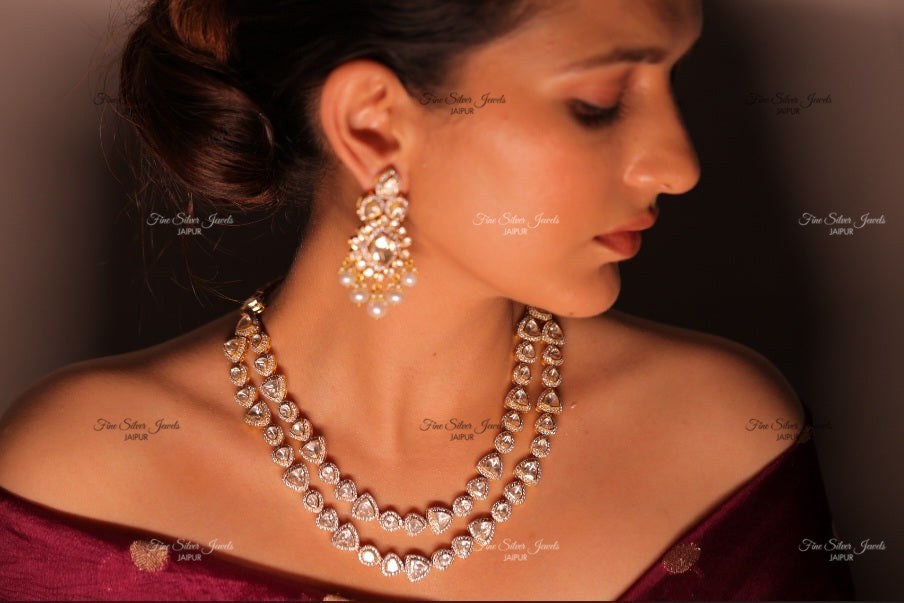 92.5 Silver Riwaaz Polki Necklace finesilverjewels