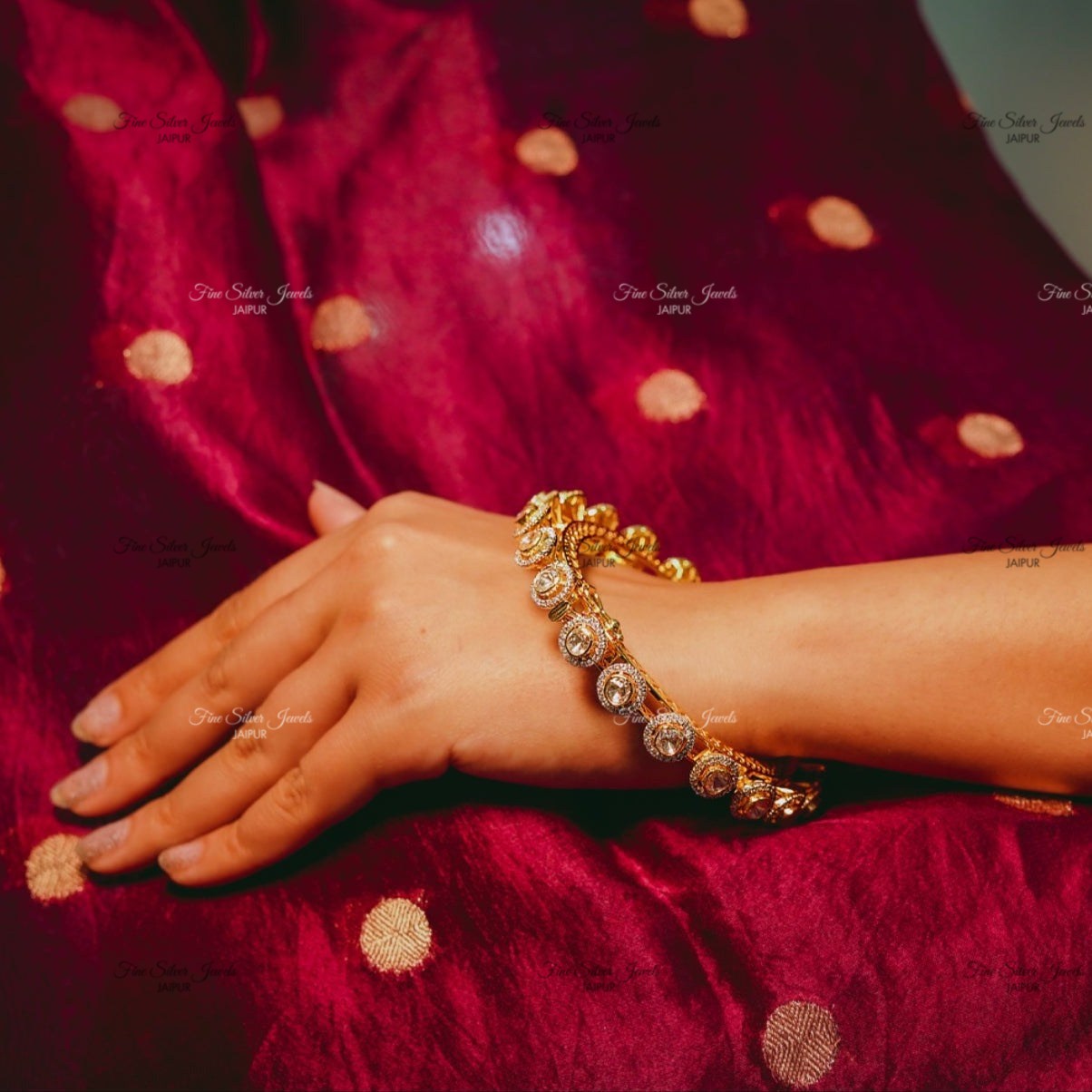 925 Silver Rajwada Polki Bangle finesilverjewels