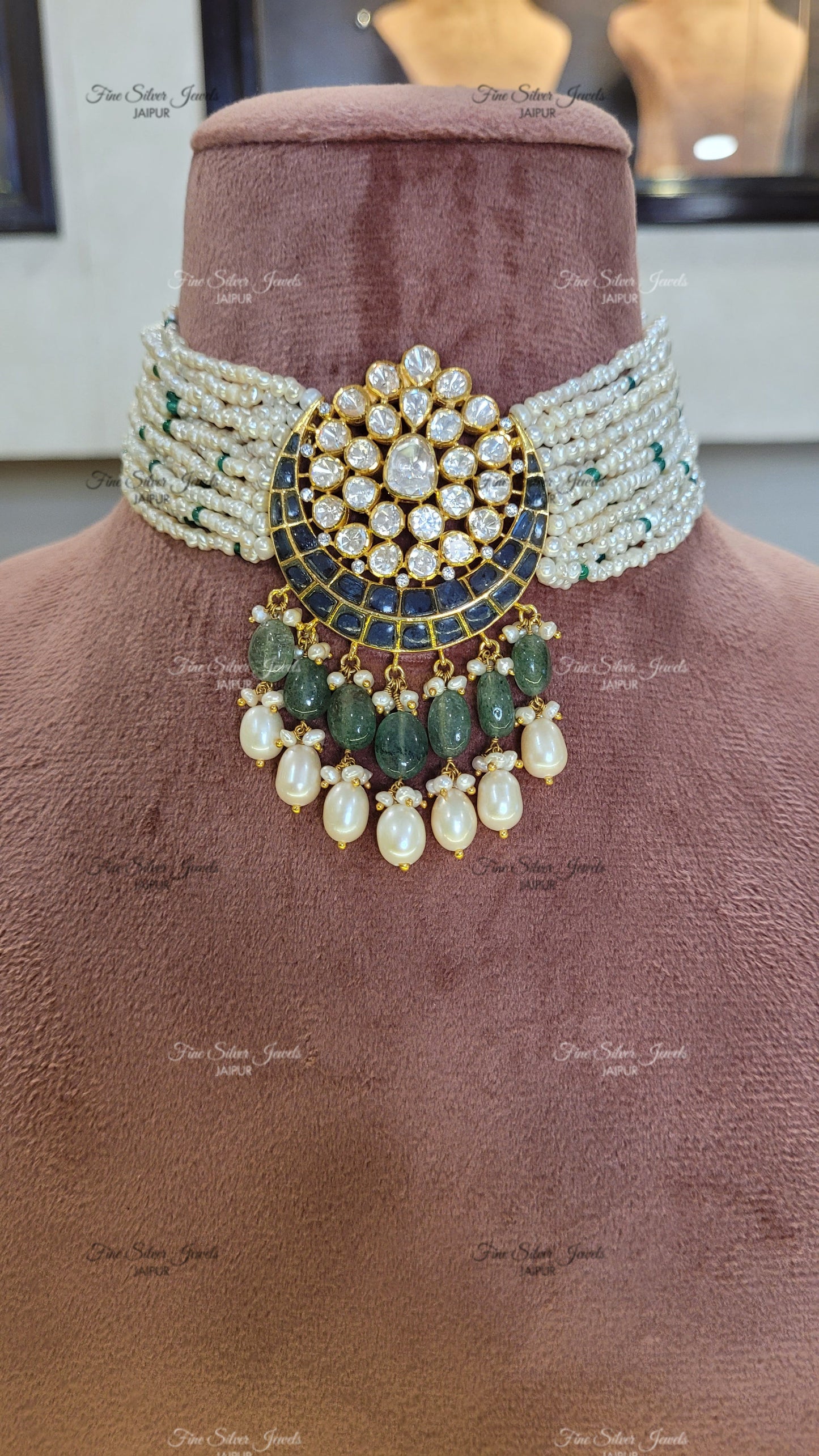 92.5 silver Kamya pearl choker finesilverjewels