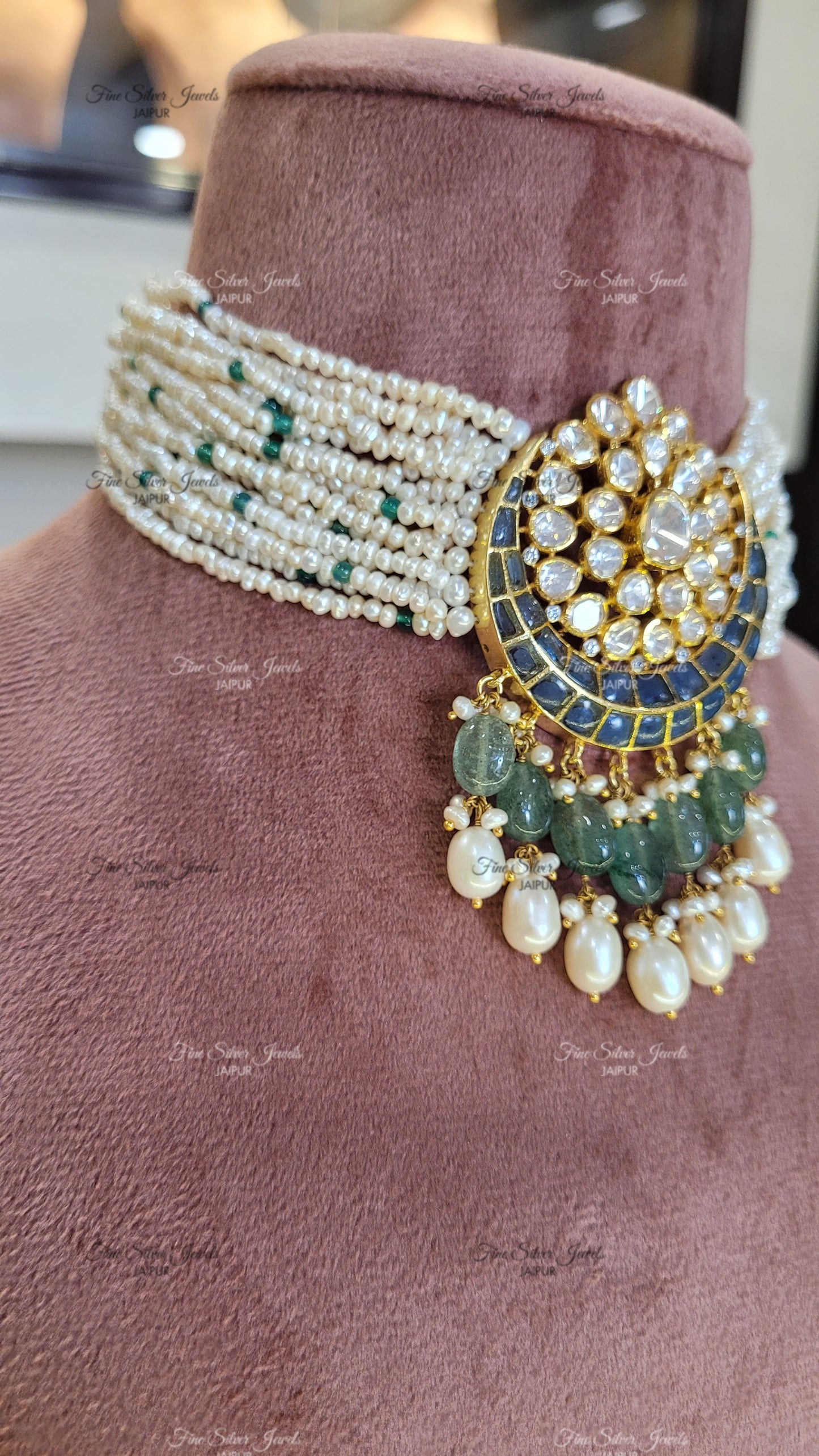 92.5 silver Kamya pearl choker finesilverjewels
