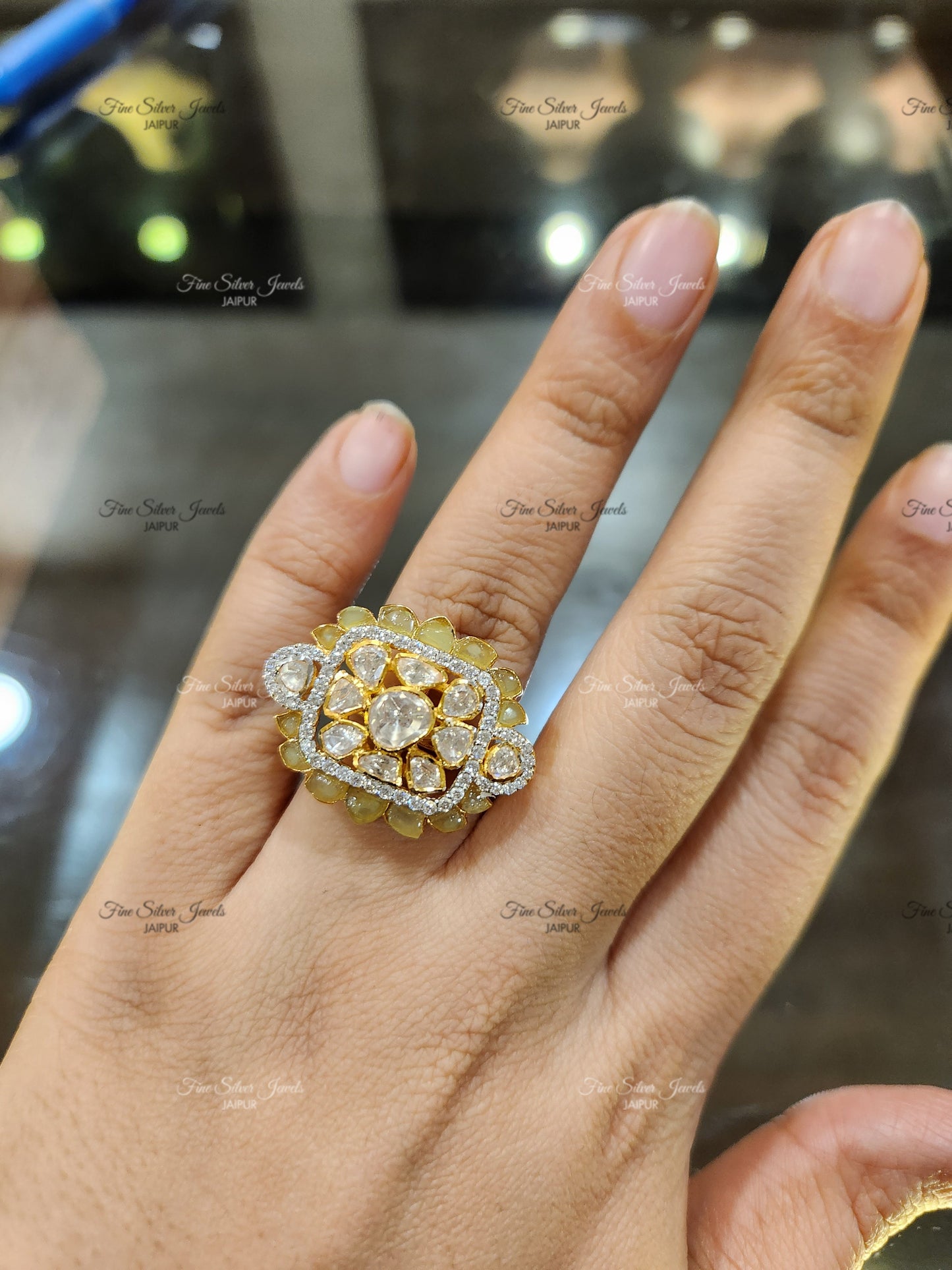 925 silver shloka polki ring finesilverjewels