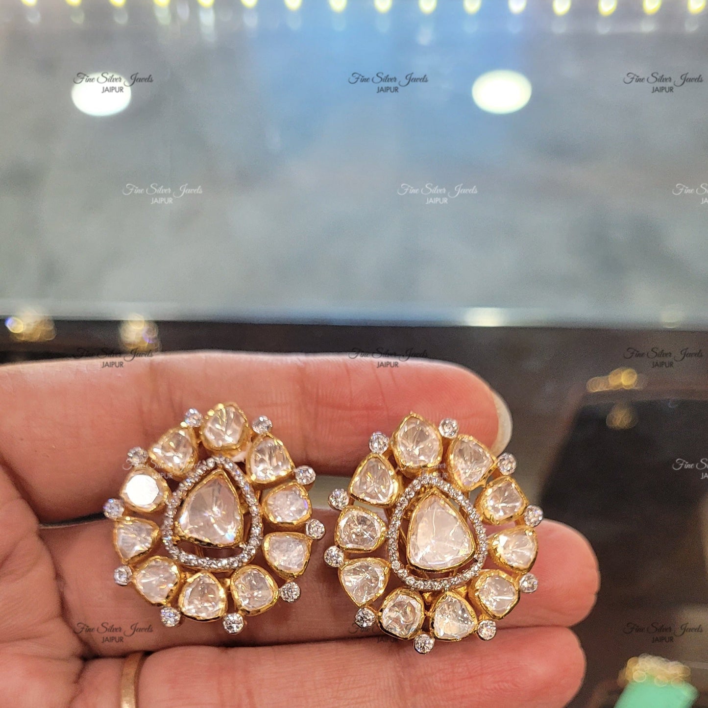 925 Silver Raag Polki Earrings finesilverjewels