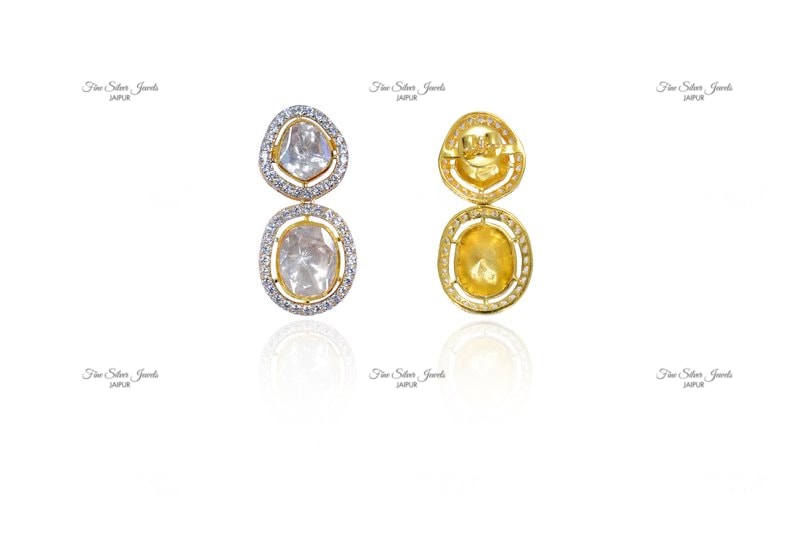 GOLD FINISH POLKI EARRINGS finesilverjewels