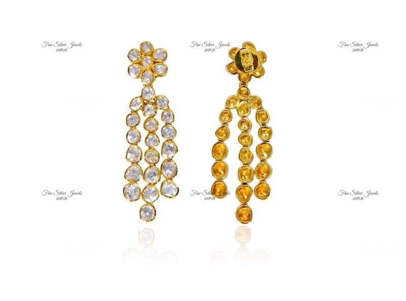 925 silver LONG POLKI EARRINGS finesilverjewels