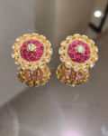 925 Silver Pink Polki Earrings