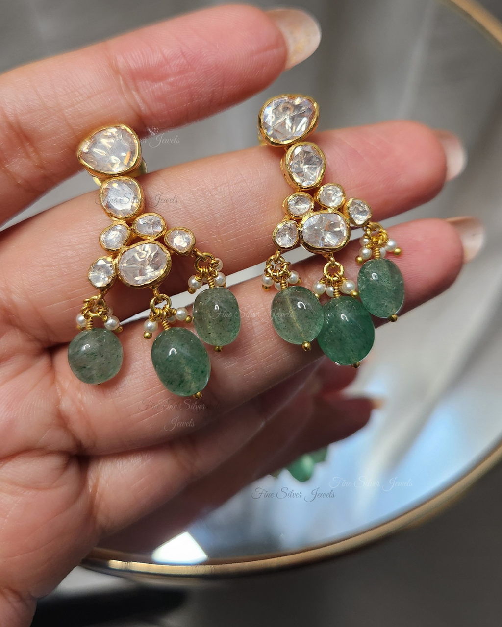 92.5 silver ANTARA POLKI NECKLACE SET