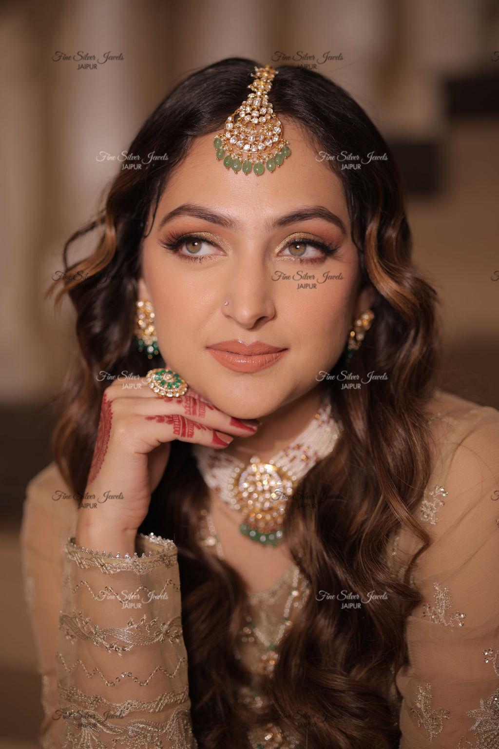 925 Silver Simer Polki Mangtikka