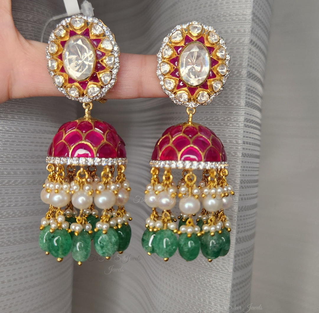 925 Silver Sati Jhumka Earrings