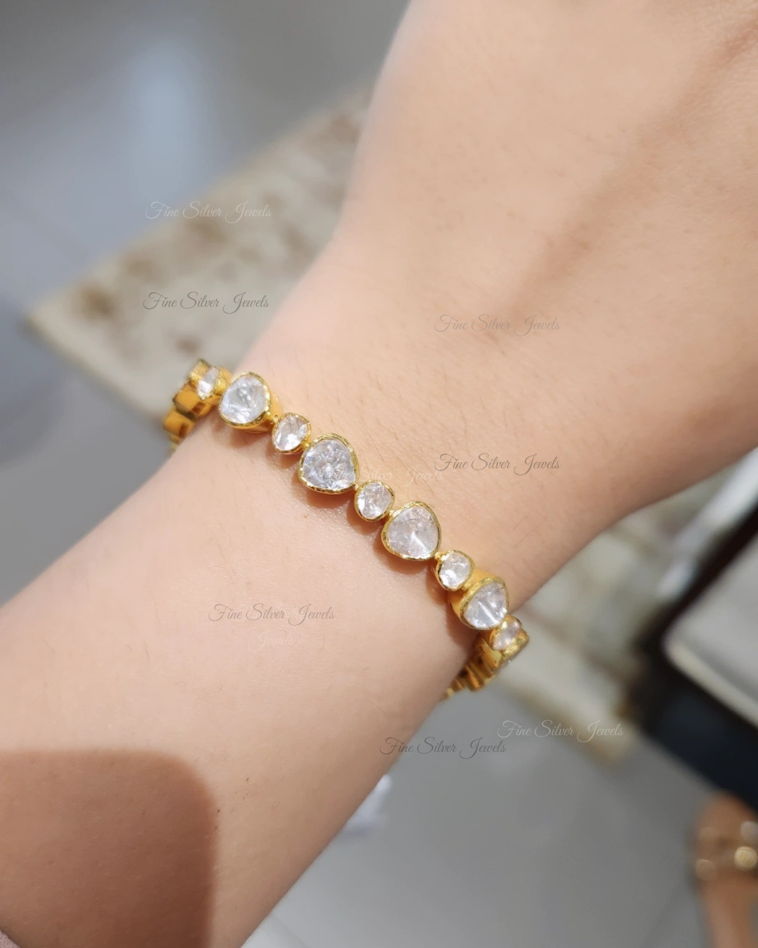 925 Silver Ramya Polki Bracelet