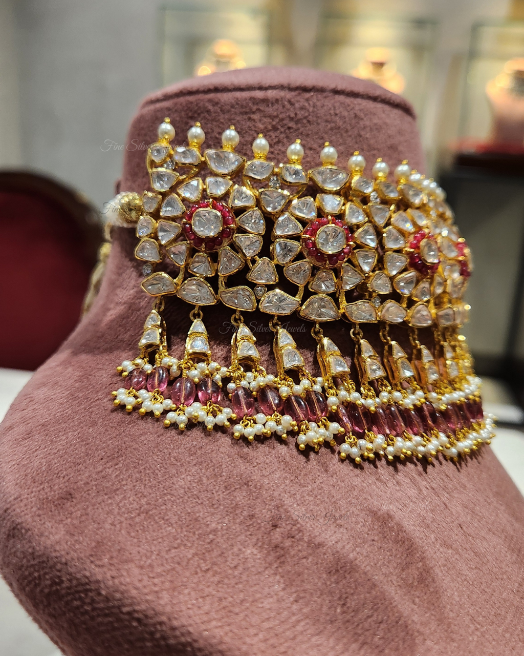 925 Silver Hansika Polki Necklace