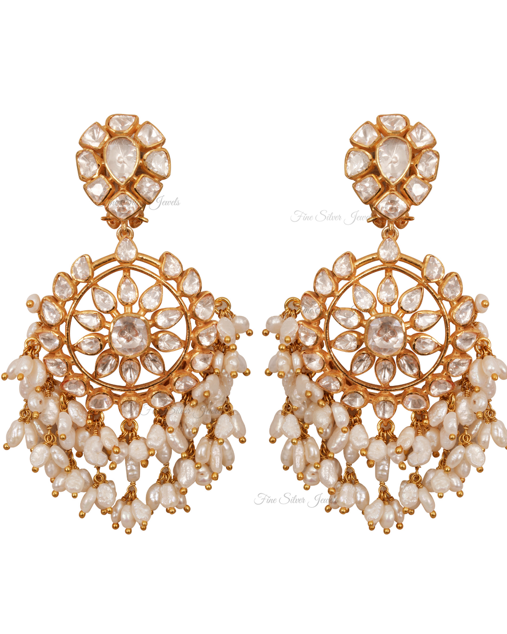 925 Silver Simar Polki Earrings