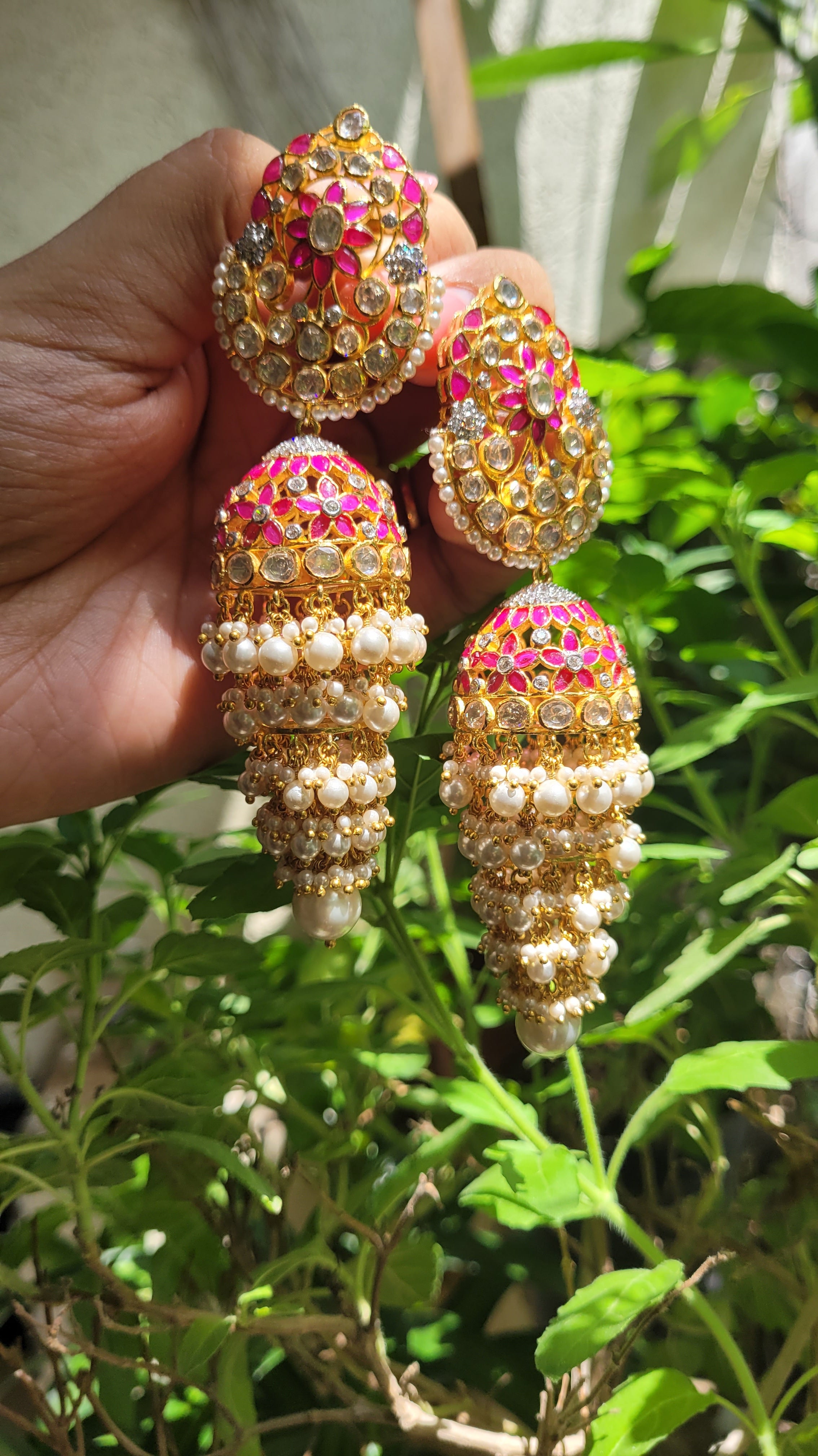 Ruby jhumka sale earrings online