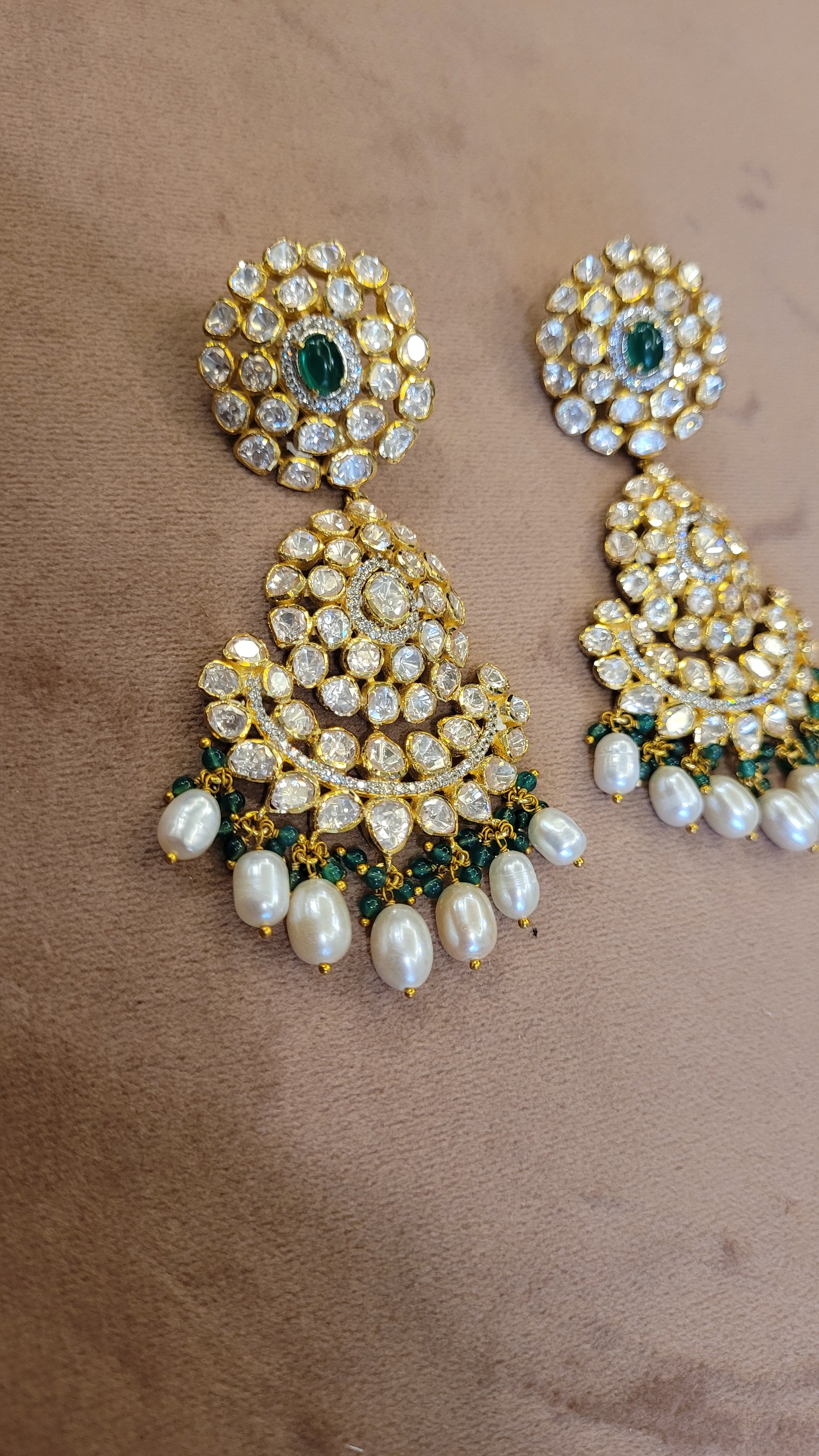 Flipkart.com - Buy SAIYONI Latest Stylish Gold Plated Floral Design Pearl  Kundan Beaded Chandbali Earrings Alloy Chandbali Earring Online at Best  Prices in India