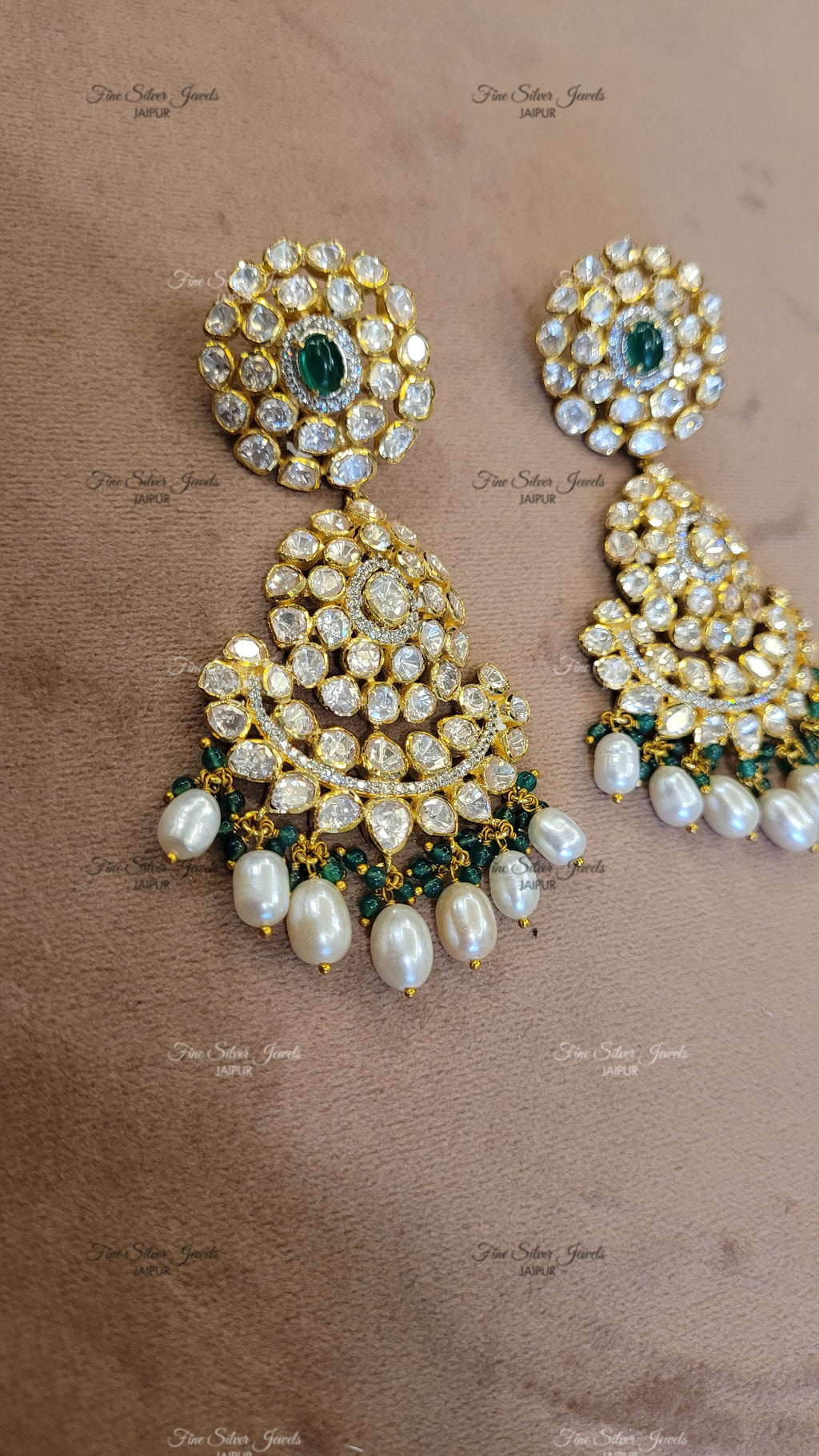 925 Silver WEDDING POLKI CHANDBALI EARRINGS finesilverjewels