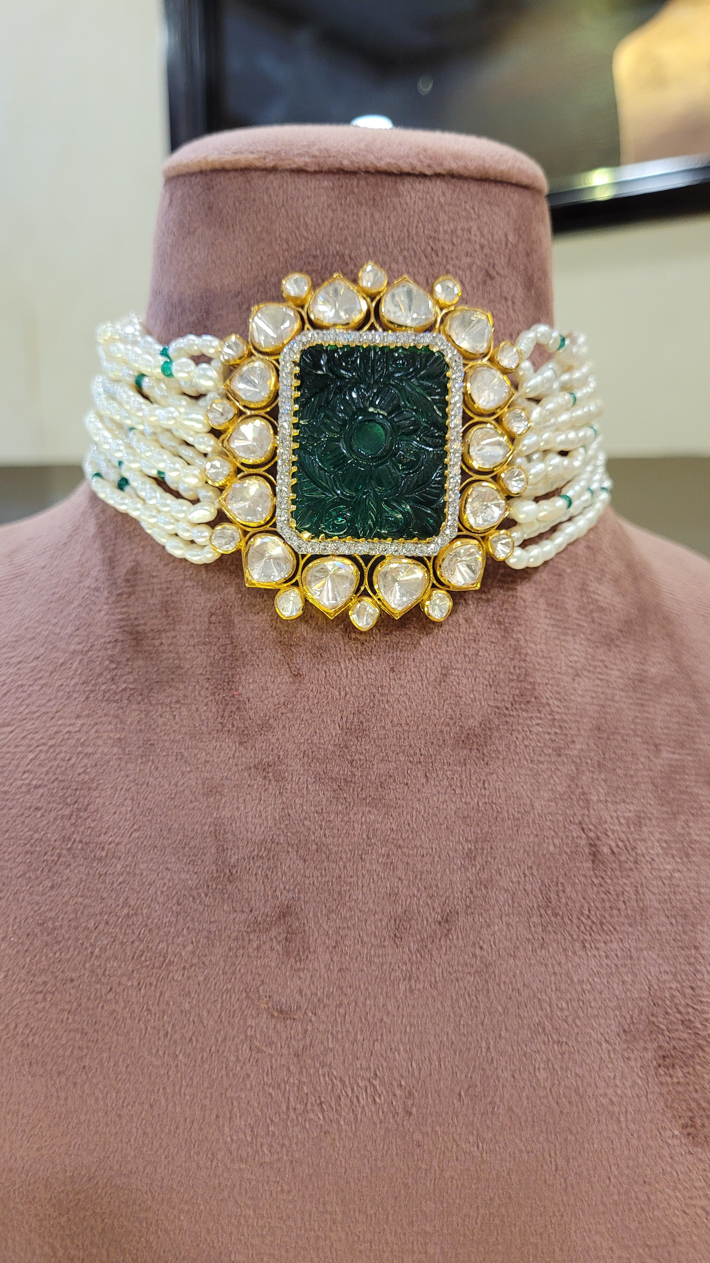 Bridal Emerald Necklace With Earrings - Gleam Jewels
