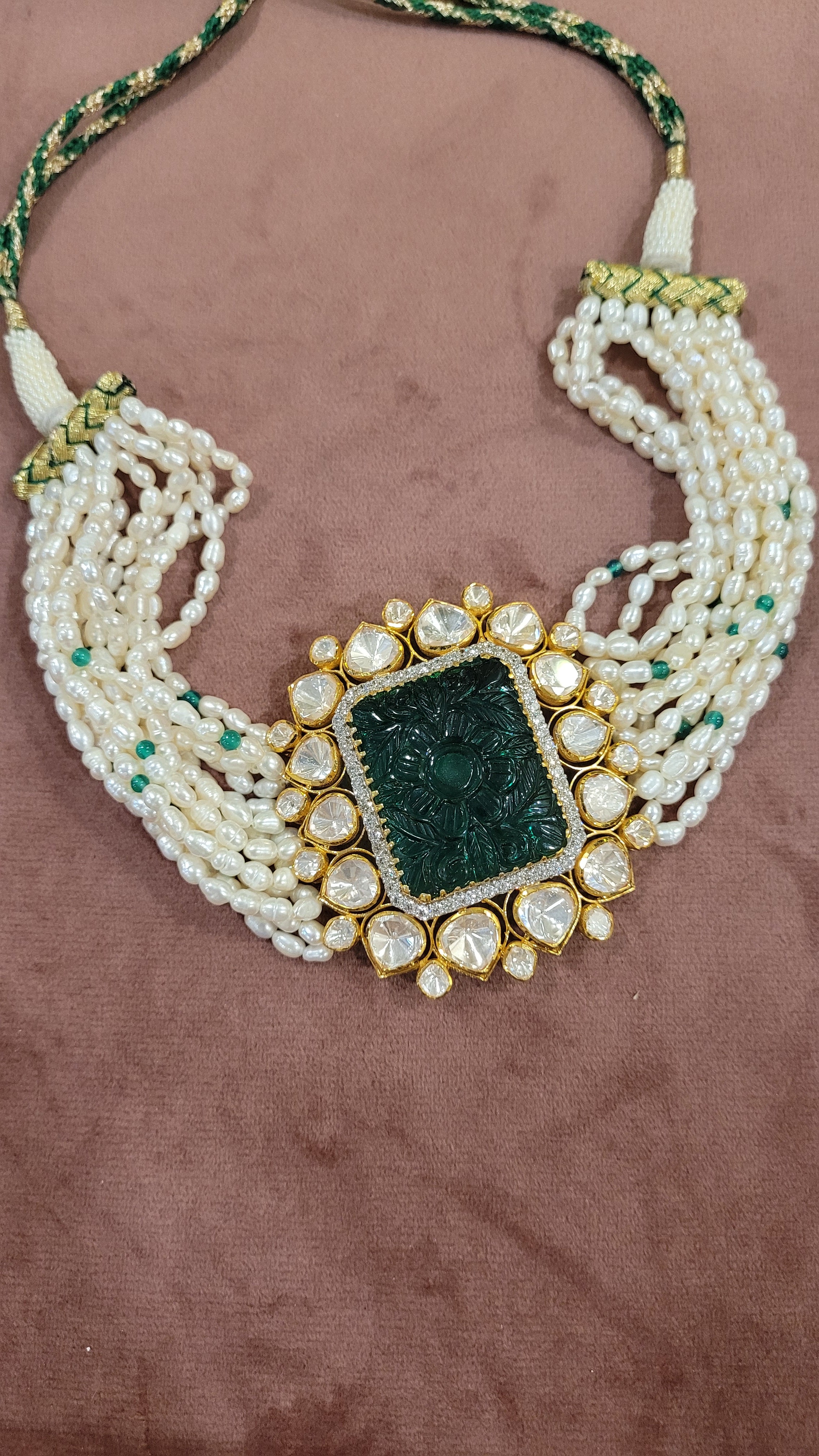 Buy Antique Victorian Emerald Necklace & Earrings American Diamond . Silver  Purity 92.5 ,handmade Item. Online in India - Etsy