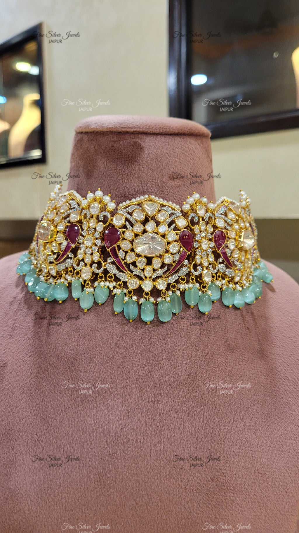 PADMAKSHYA POLKI CHOKER NECKLACE finesilverjewels