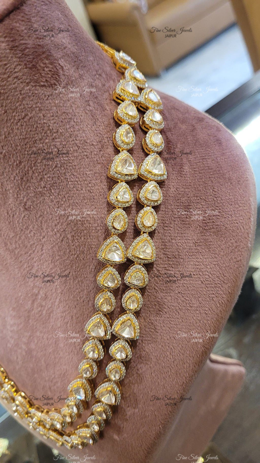 92.5 Silver Riwaaz Polki Necklace finesilverjewels