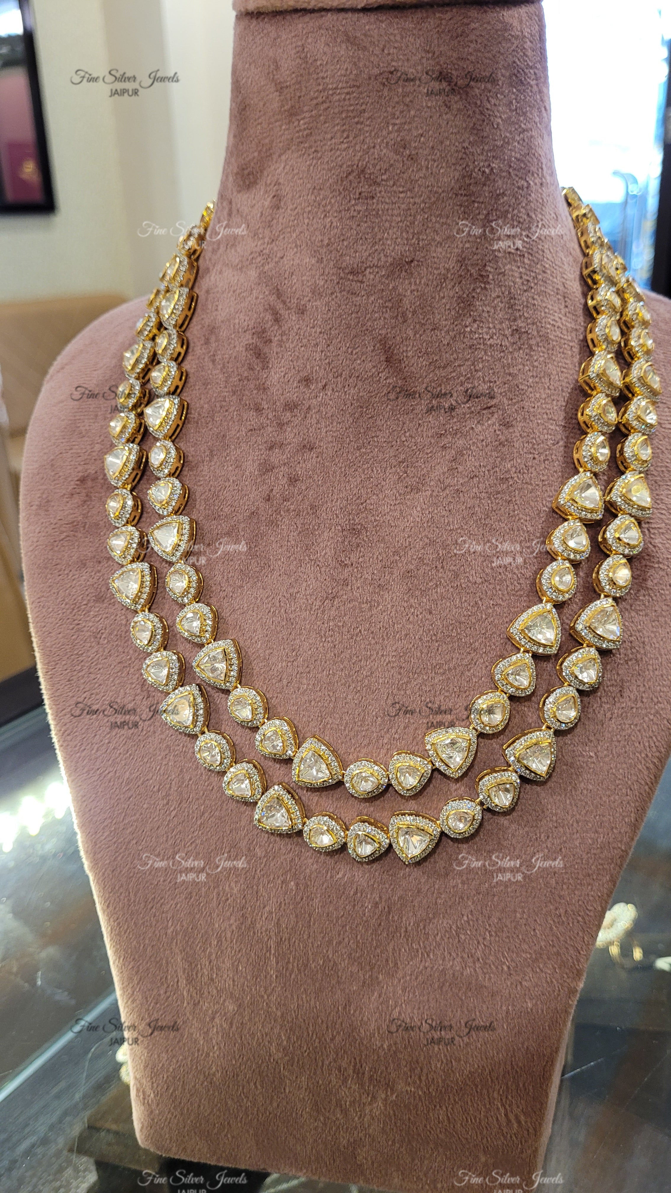 92.5 Silver Riwaaz Polki Necklace finesilverjewels