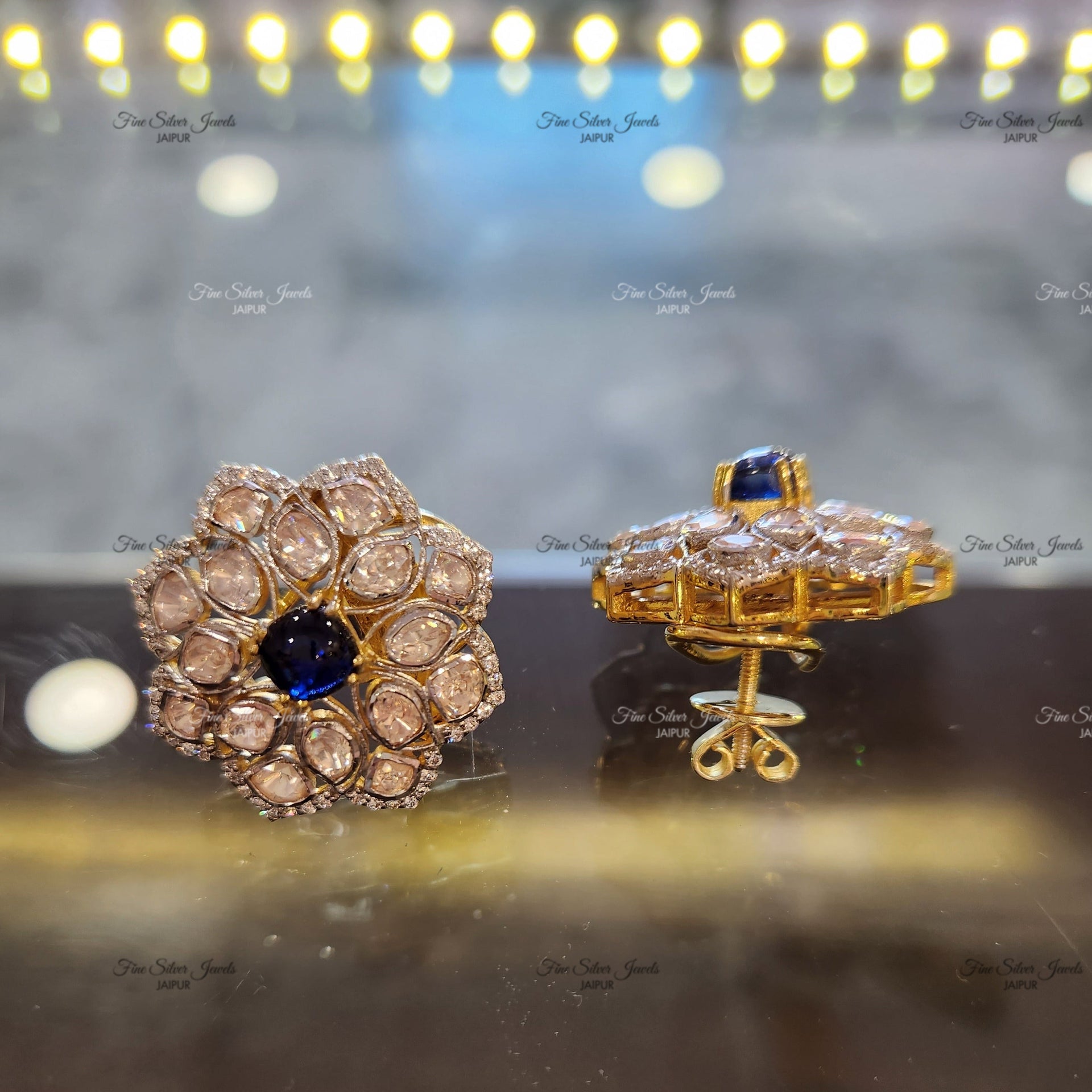 92.5 Silver Shreya polki Earrings finesilverjewels