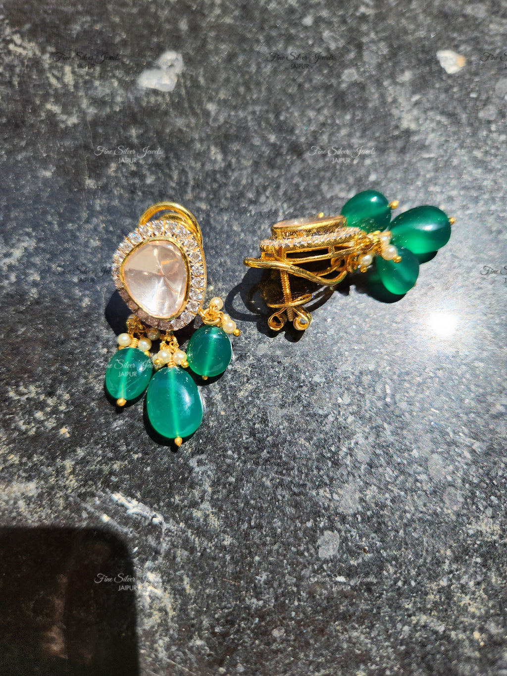 925 Silver Naaz Polki Earrings