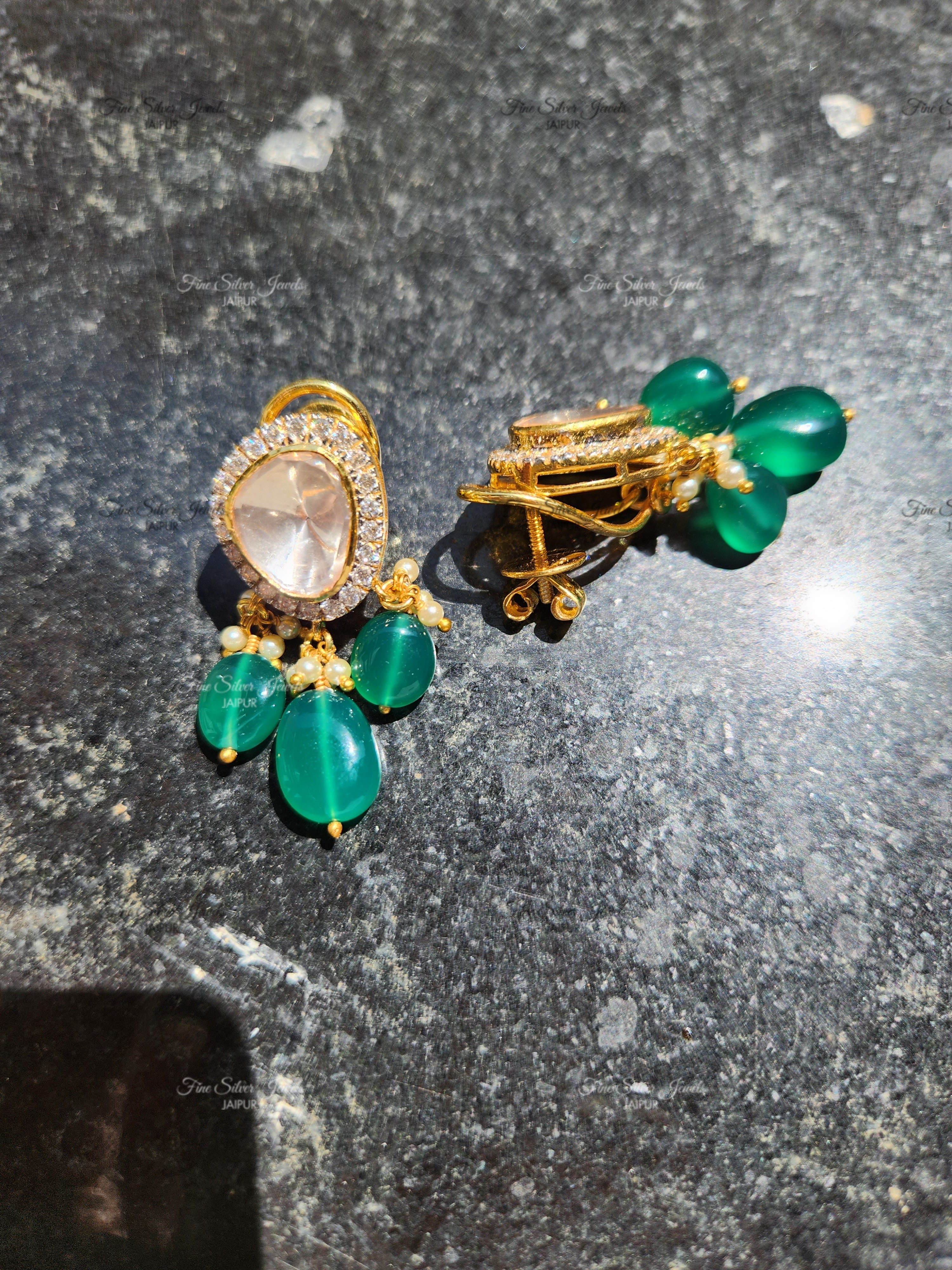 925 Silver Naaz Polki Earrings