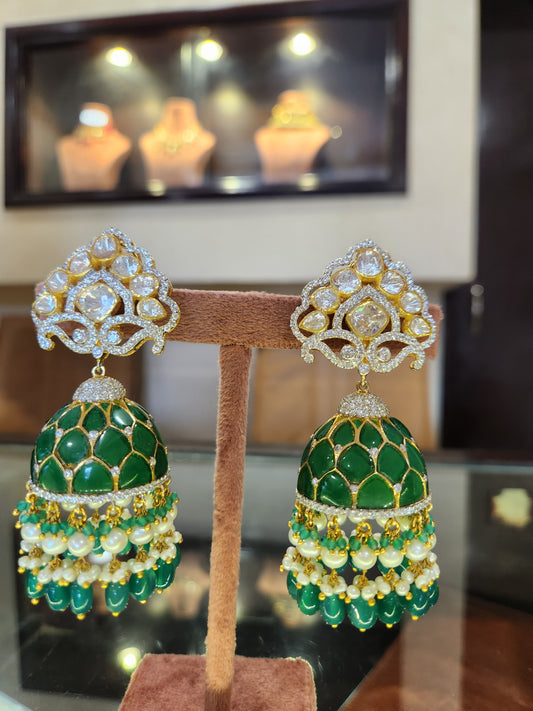 925 Silver Jodha Jhumka Earrings