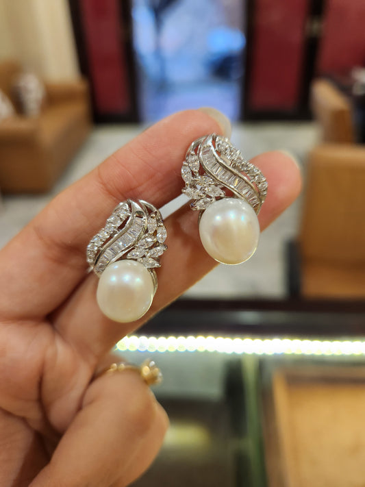 925 Silver Diva Pearl Earrings finesilverjewels