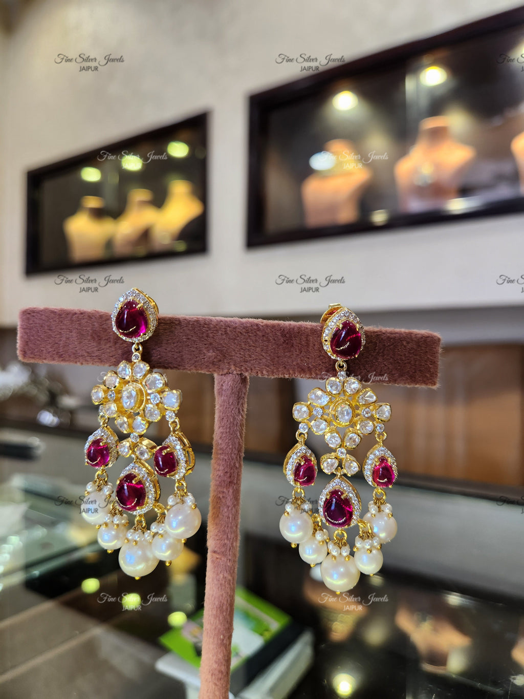 92.5 silver Meera polki earrings