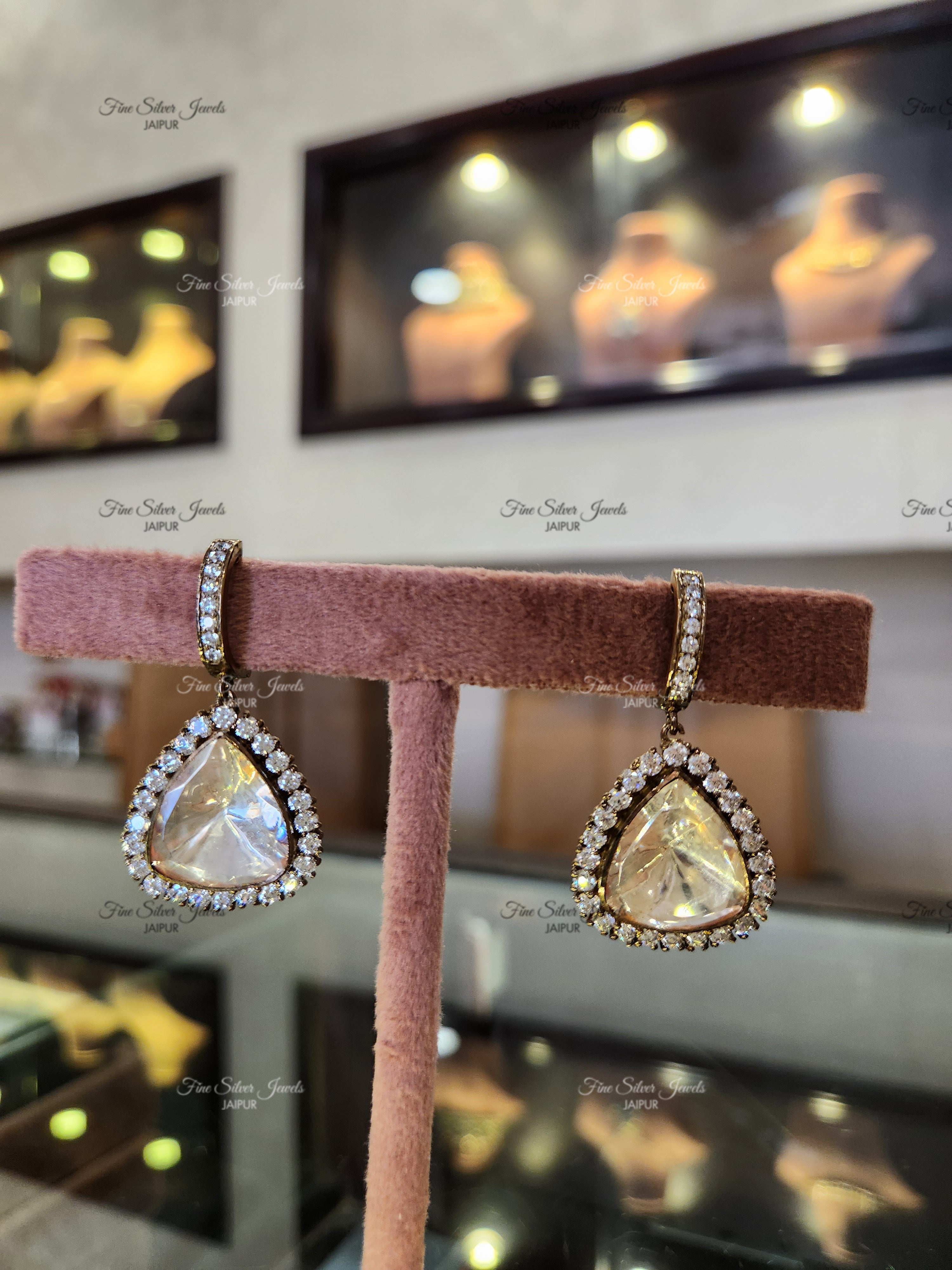 925 Silver kiaara Polki Earrings finesilverjewels