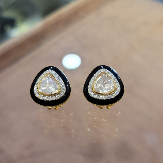 92.5 Silver Black enamel earrings finesilverjewels