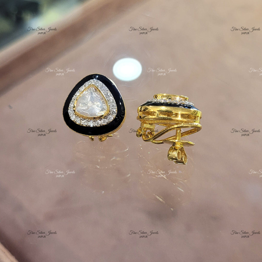 92.5 Silver Black enamel earrings finesilverjewels