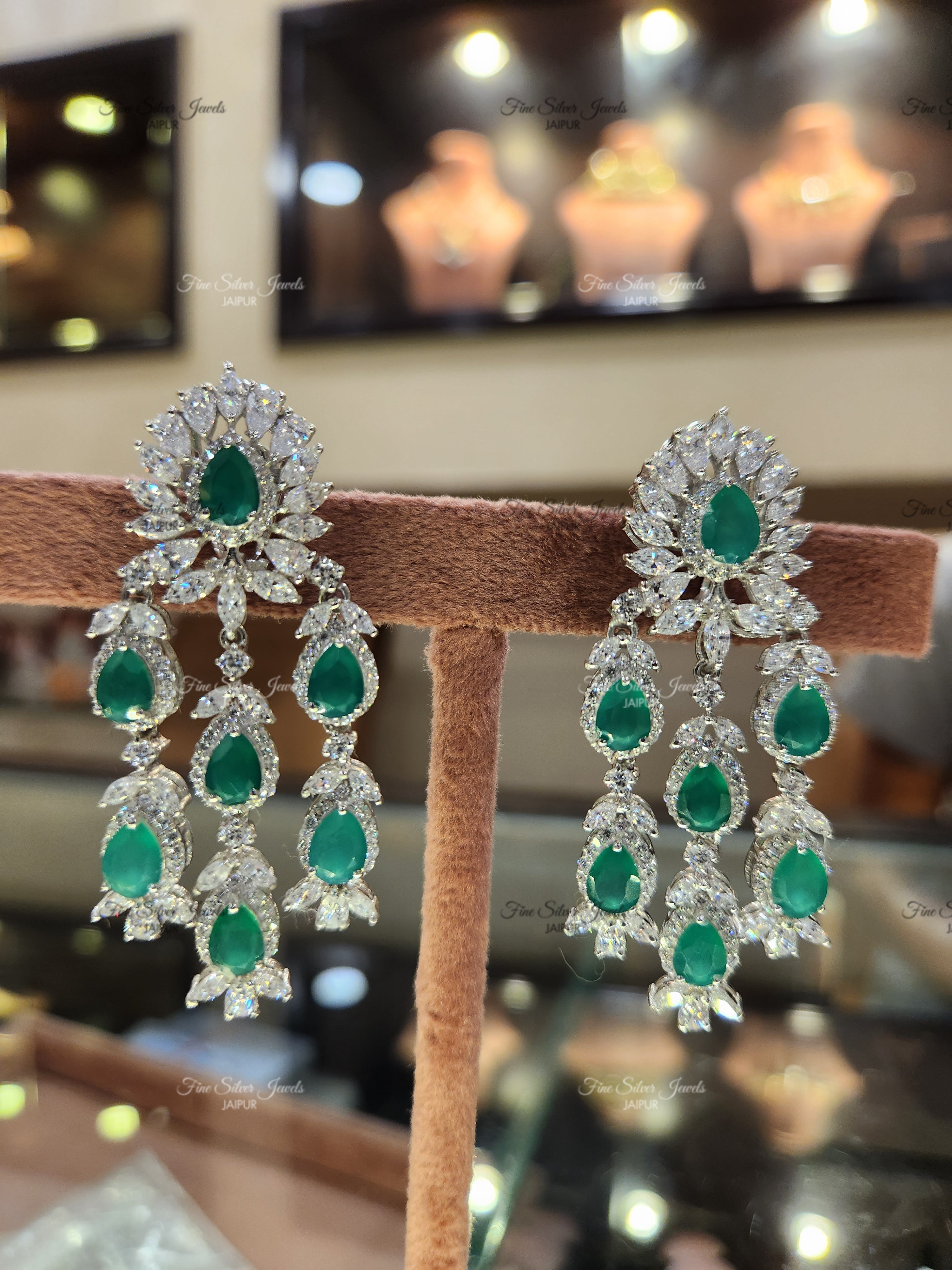 92.5 Silver Onyx Cocktail Earrings finesilverjewels