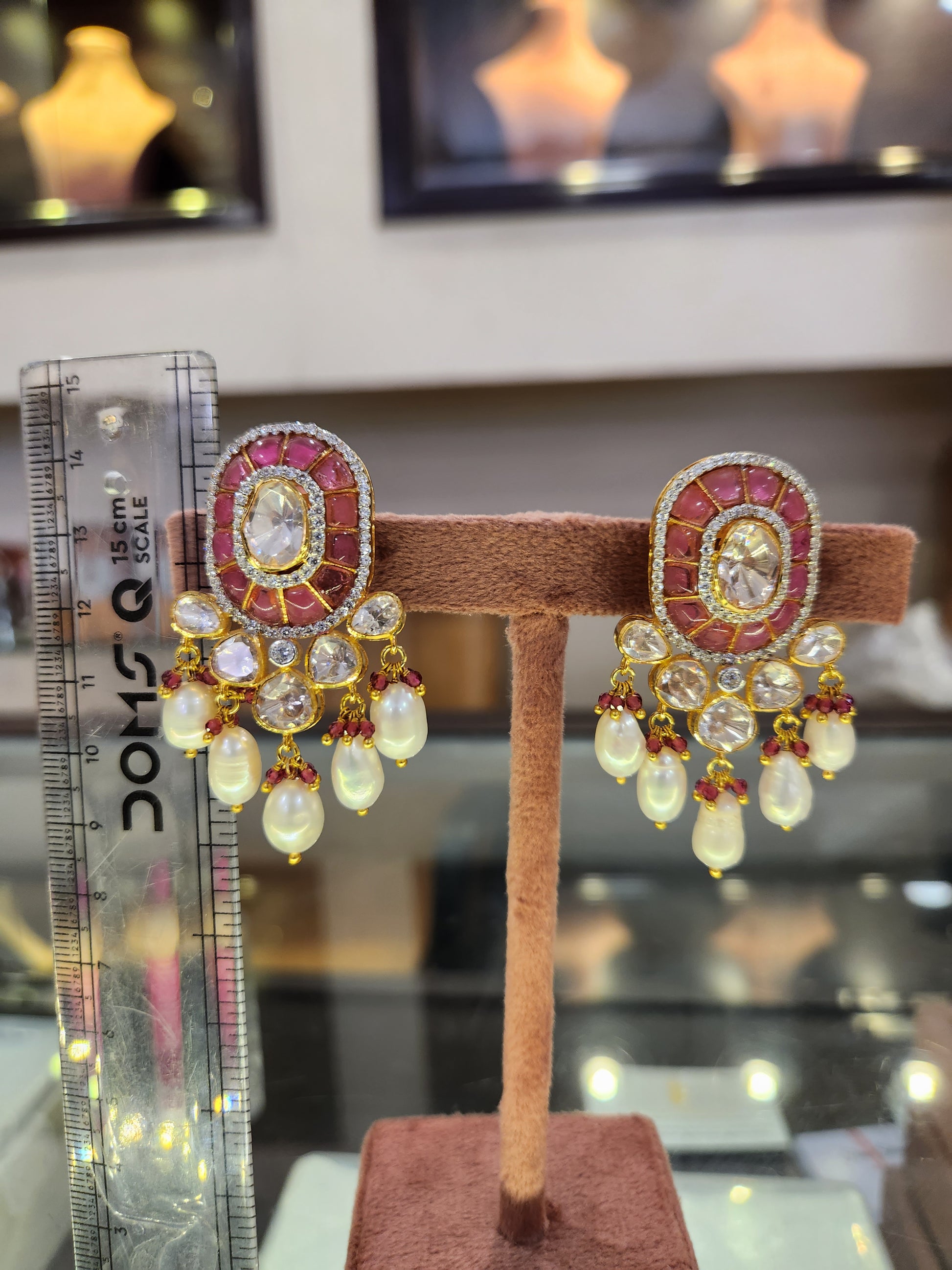 925 Silver Red Polki pearl Earrings (2) finesilverjewels