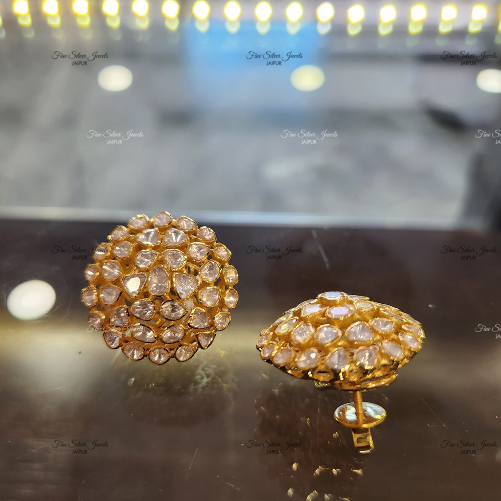 925 Silver Polki Earrings finesilverjewels