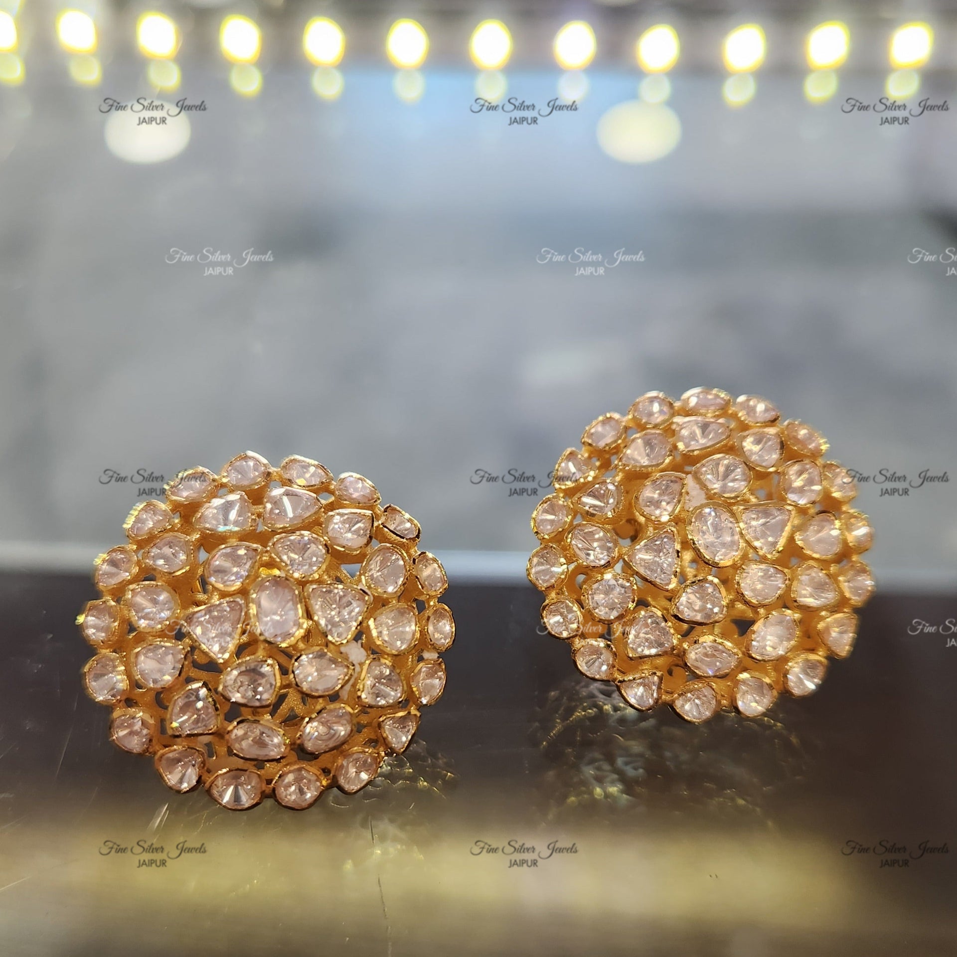 925 Silver Polki Earrings finesilverjewels