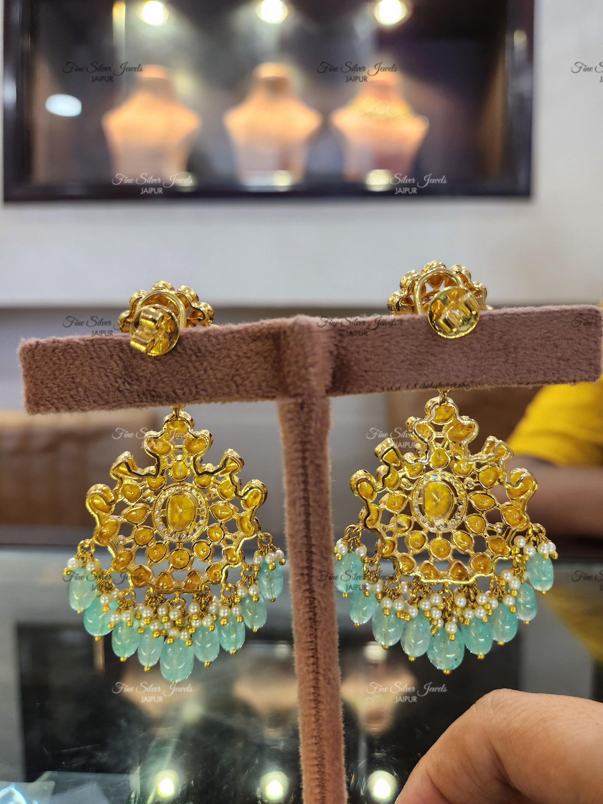 925 Silver Shloka Chandbali Earrings finesilverjewels